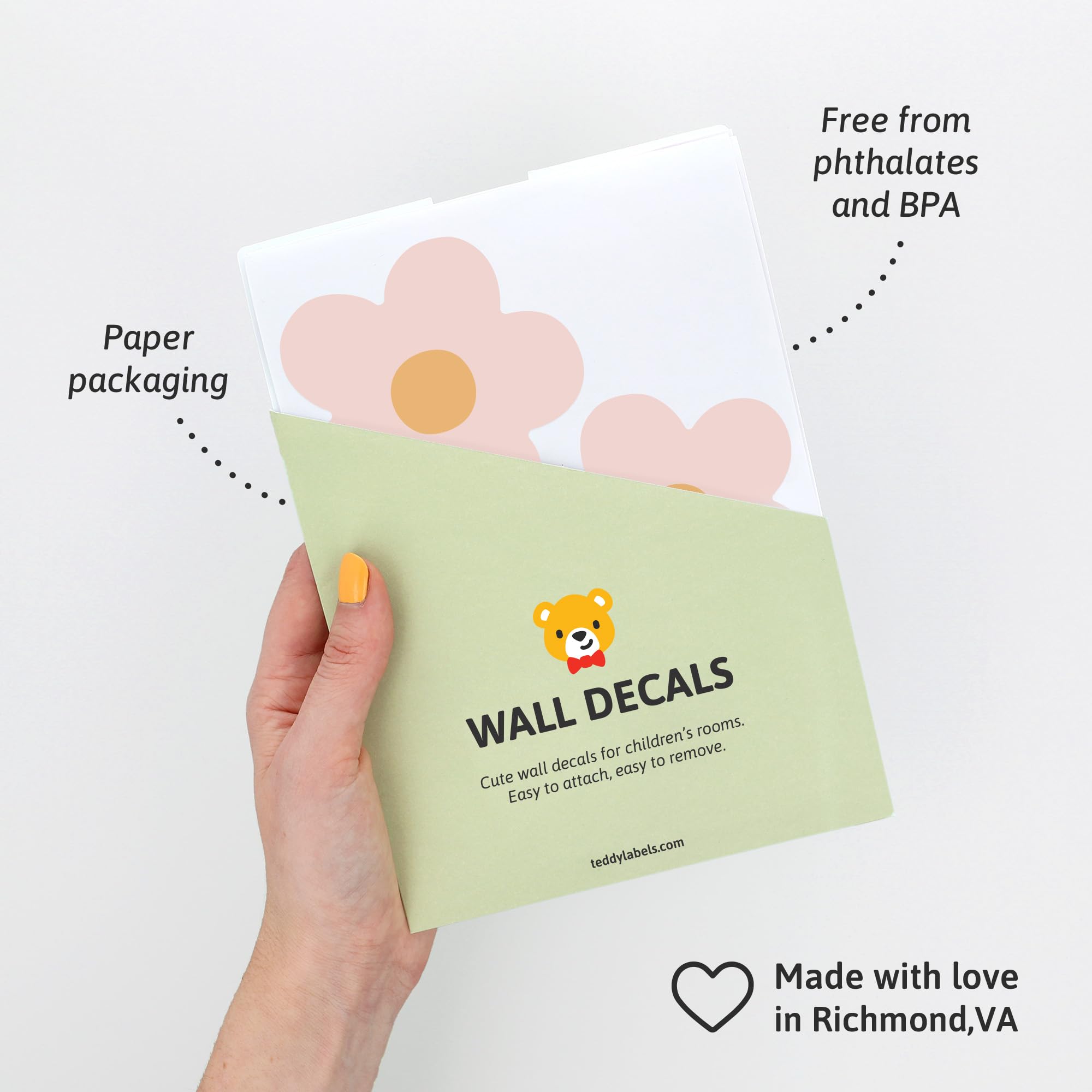 Teddylabels daisy blush pink bedroom decor brightens walls with vibrant daisies