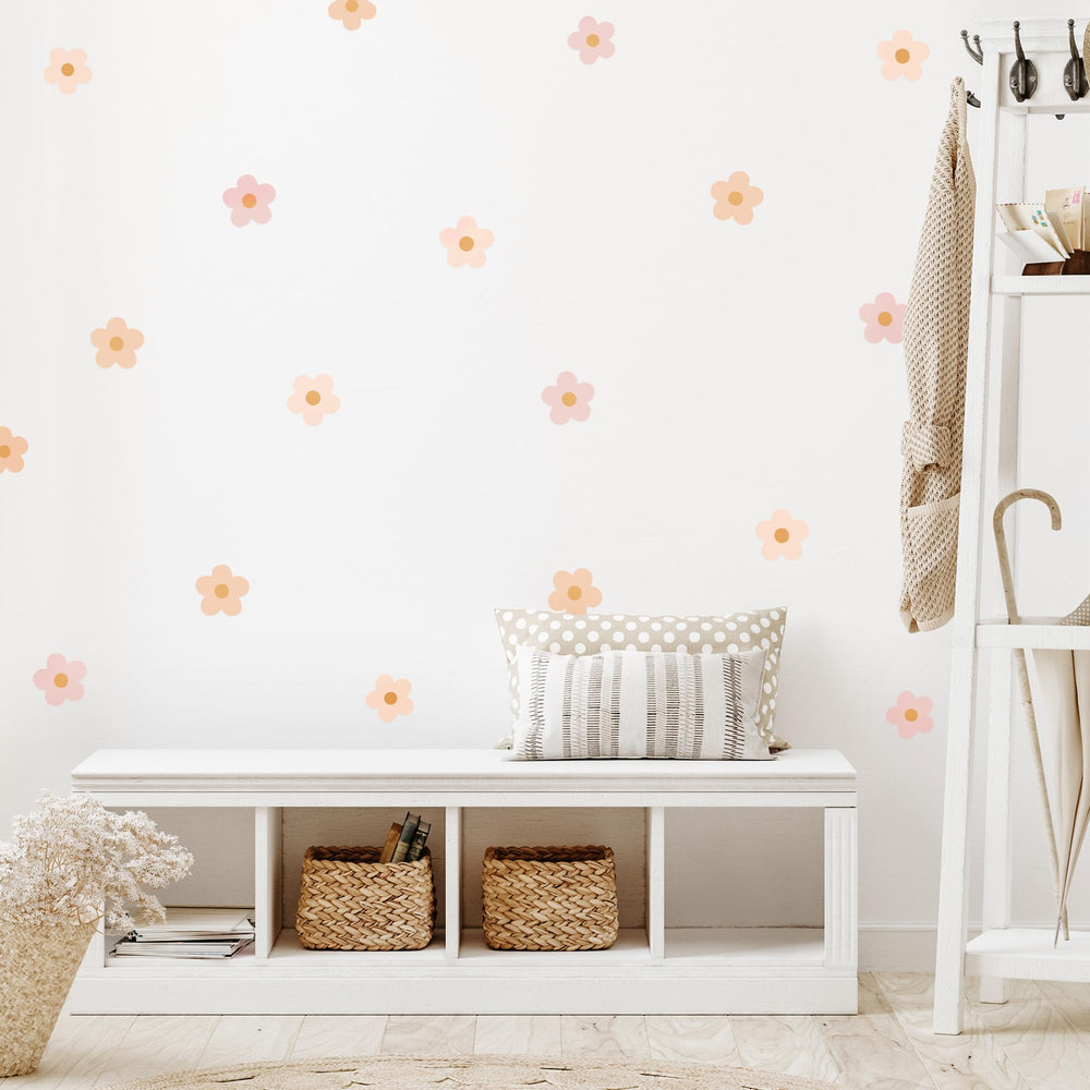Teddylabels daisy blush pink removable decal leaves no residue when moved
