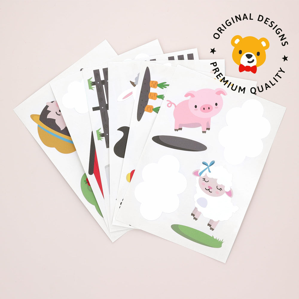 Teddylabels Farm Life premium vinyl decals are reusable for flexible layouts