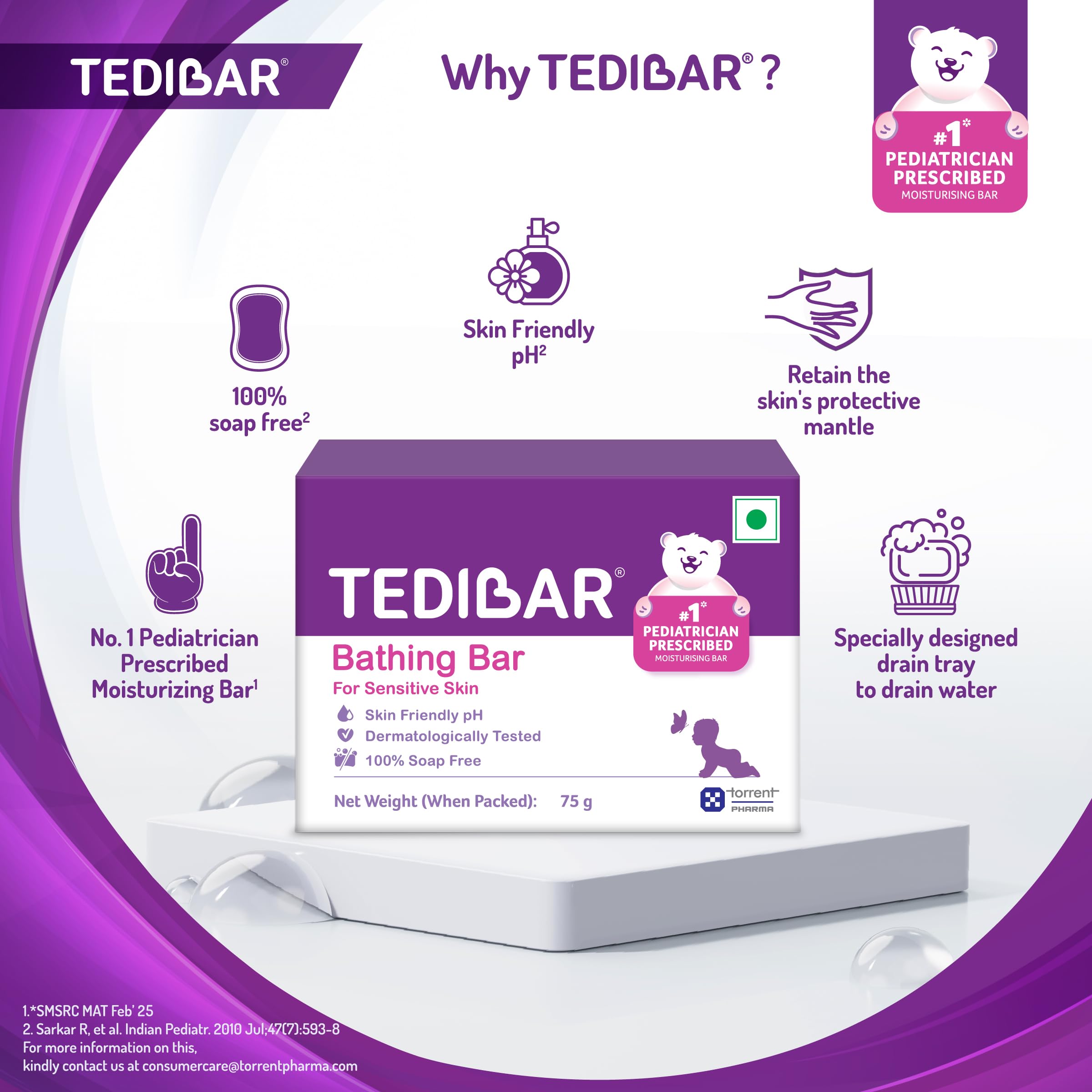 TEDIBAR Curatio baby bath bar 75g bath-time scene for sensitive skin