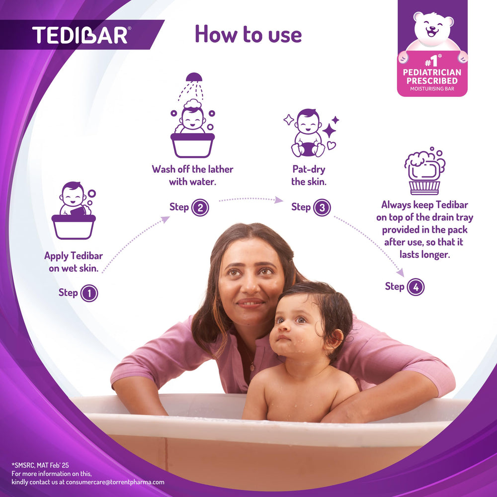 TEDIBAR Curatio baby bath bar 75g smooth lather for gentle cleansing