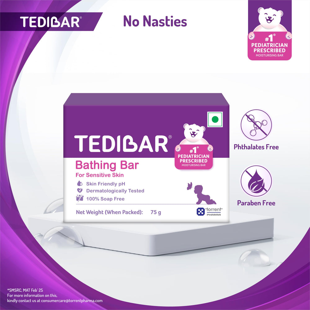 TEDIBAR Curatio baby bath bar 75g travel-friendly packaging for on-the-go baths