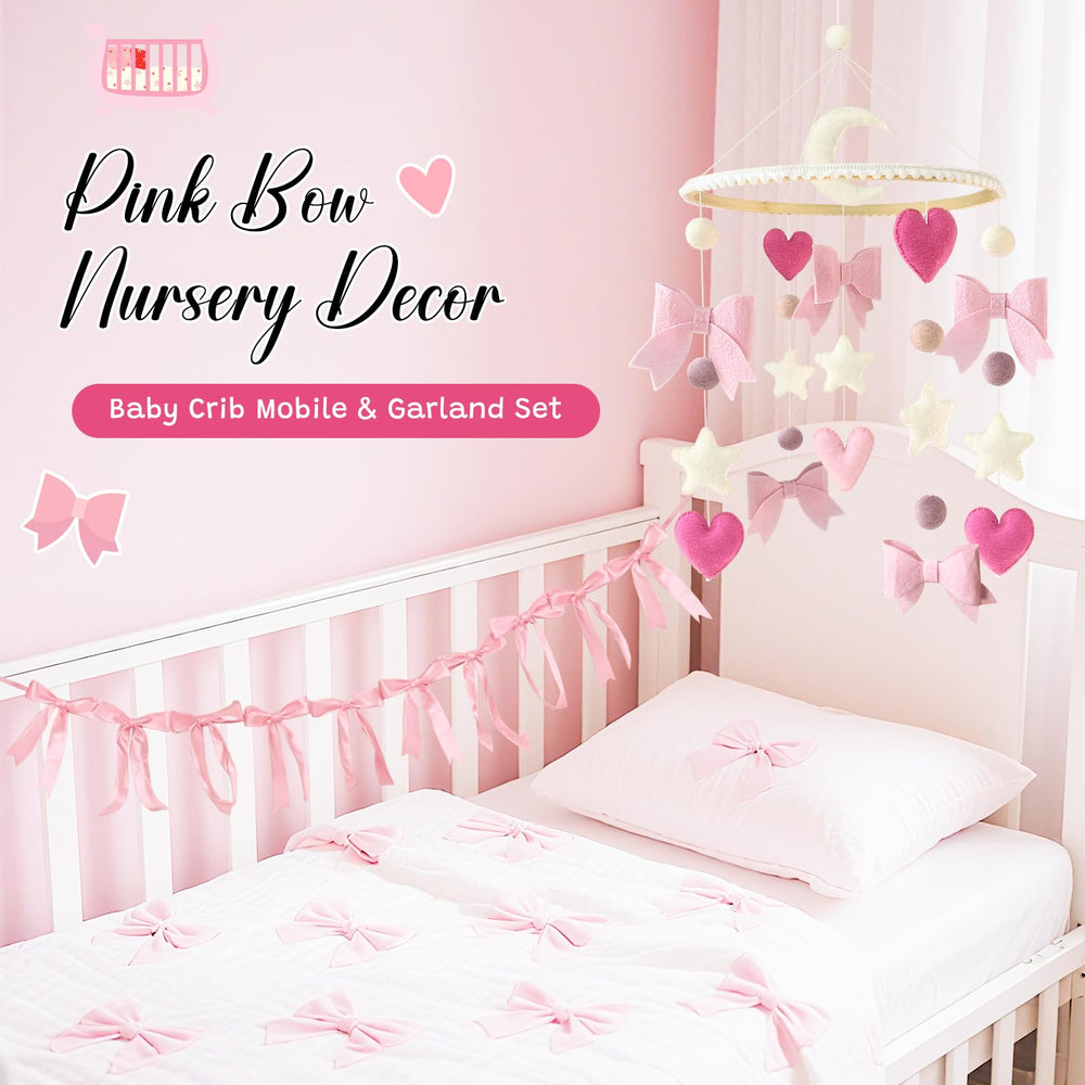 Teeloray pink satin bow garland banner decor brightens walls and celebrations.