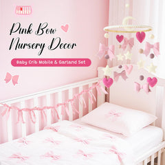 Teeloray pink satin bow garland banner decor brightens walls and celebrations.