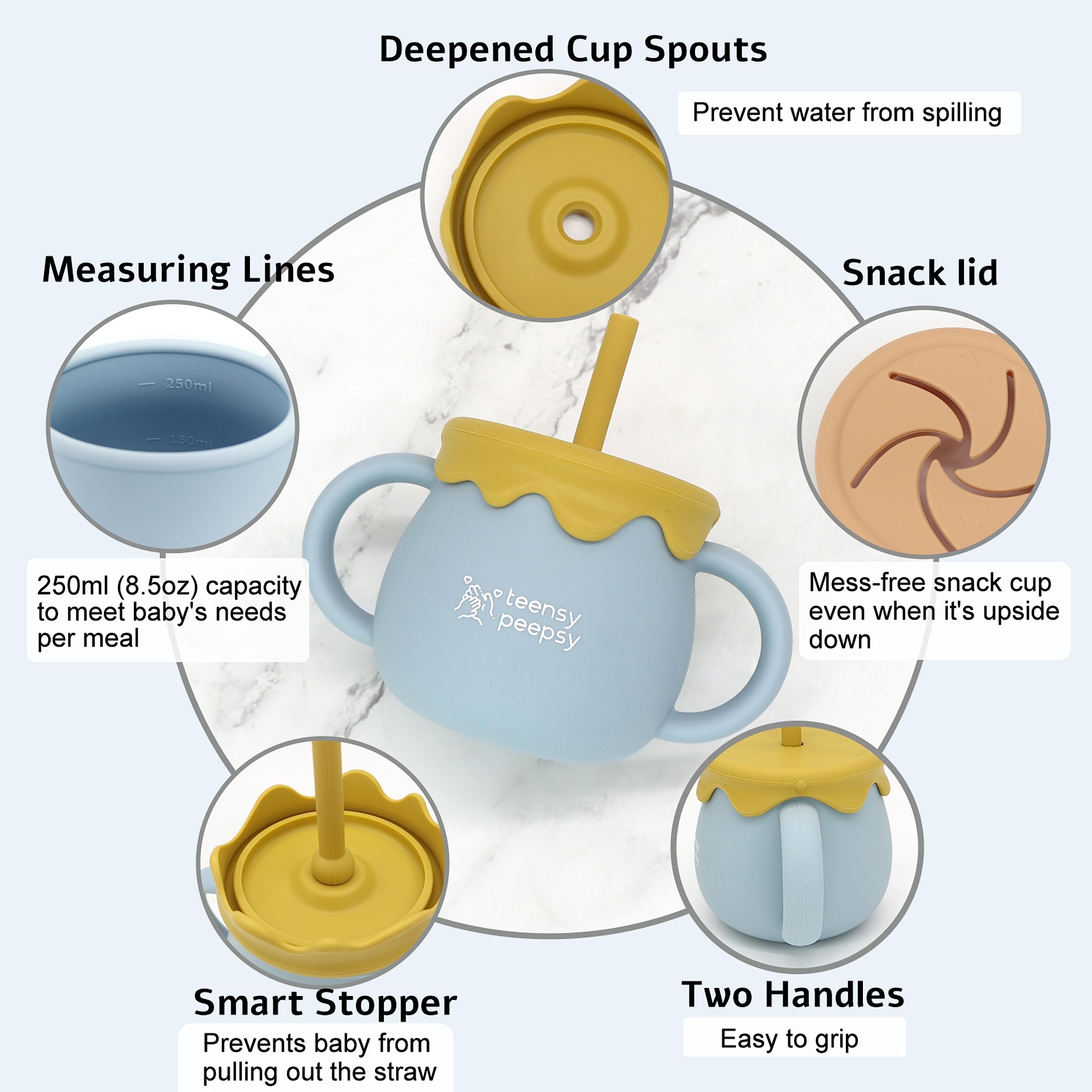Teensy Peepsy measuring-lines-inside helps track daily intake conveniently.