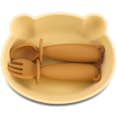 Teensy Peepsy bear-shaped bowl with suction keeps meals mess-free