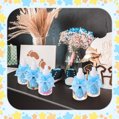 Teenyyou blue baby shower decor setup