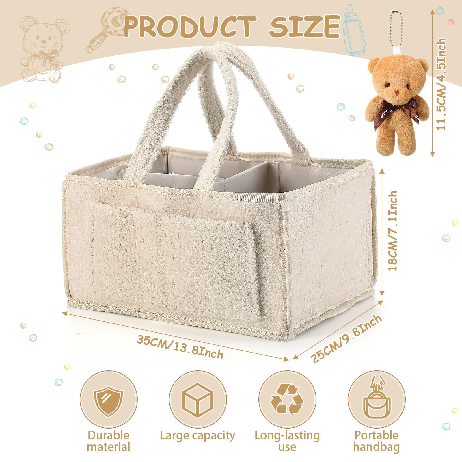 Teenyyou diaper caddy exterior pockets keep wipes and small items handy.