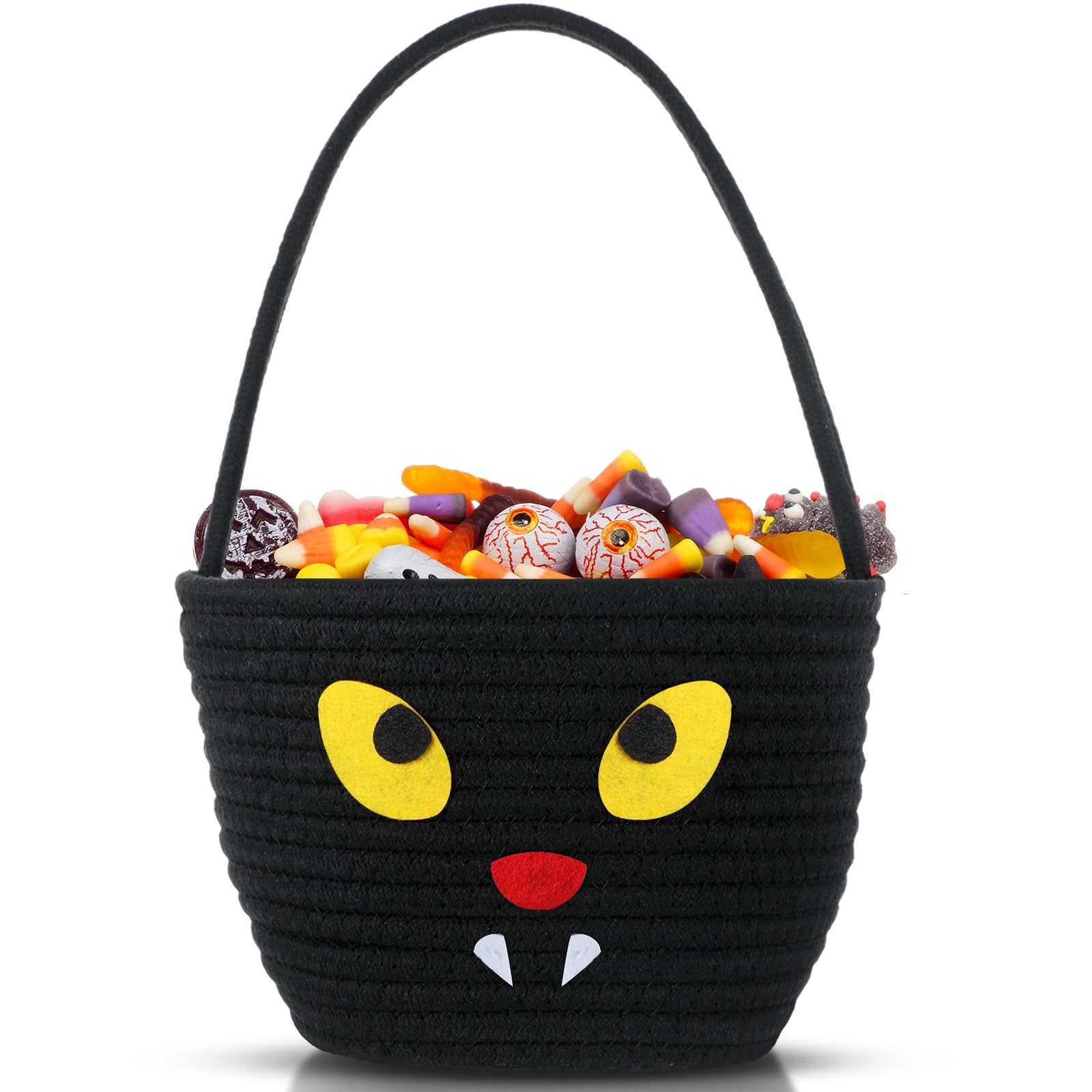 Teenyyou Halloween basket with cat design, ideal for collecting candy during celebrations.