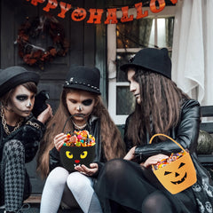Teenyyou Halloween basket with pig motif, soft woven rope for gentle handling.