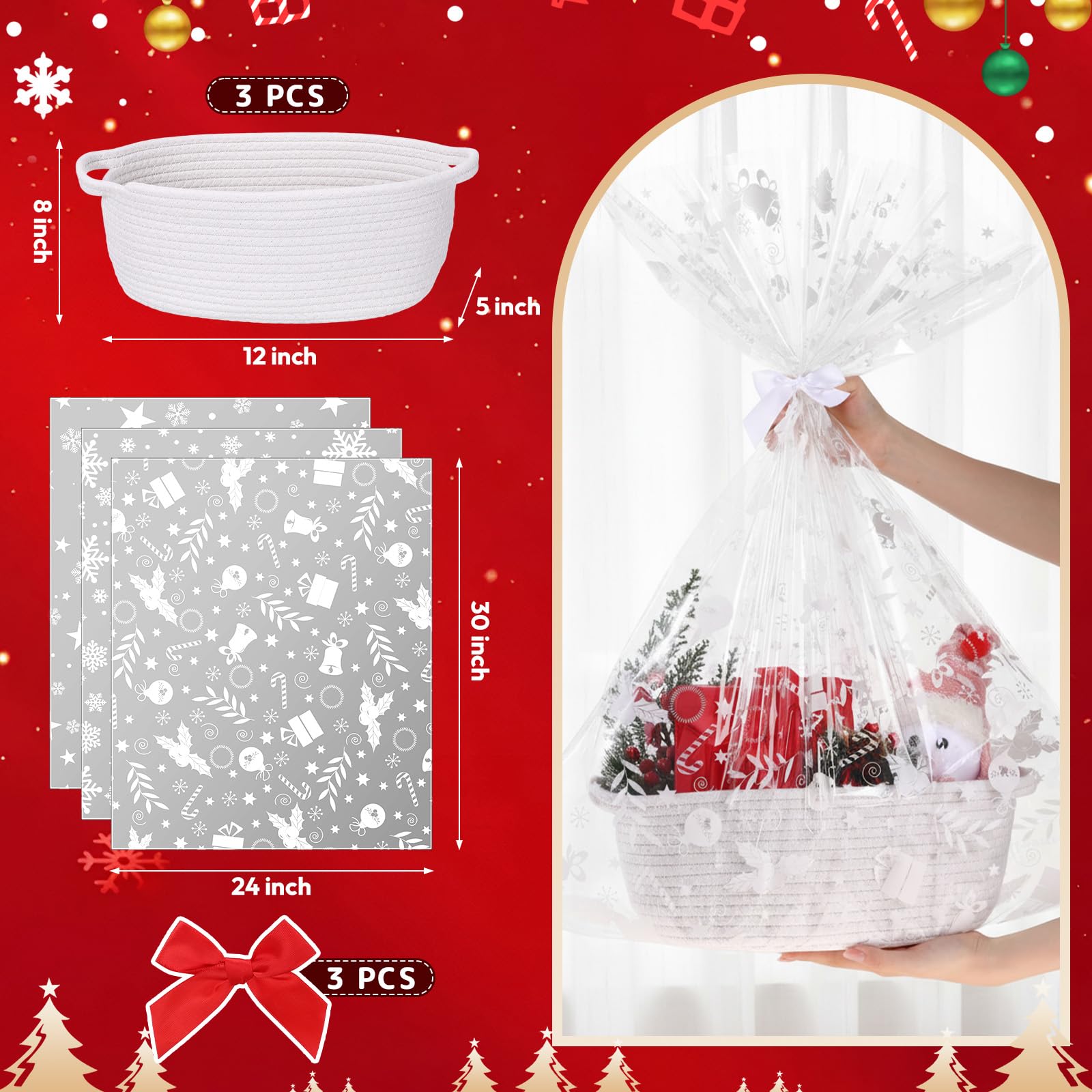 Teenyyou white woven basket 12x8x5 inches ideal for wrapping.