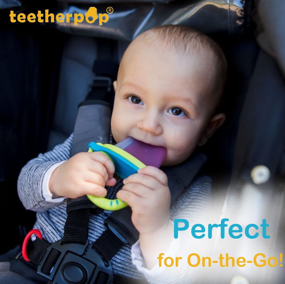 Teetherpop 6-24 months teether supports baby-led weaning.