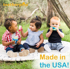 Teetherpop baby hand grip enables easy teething exploration