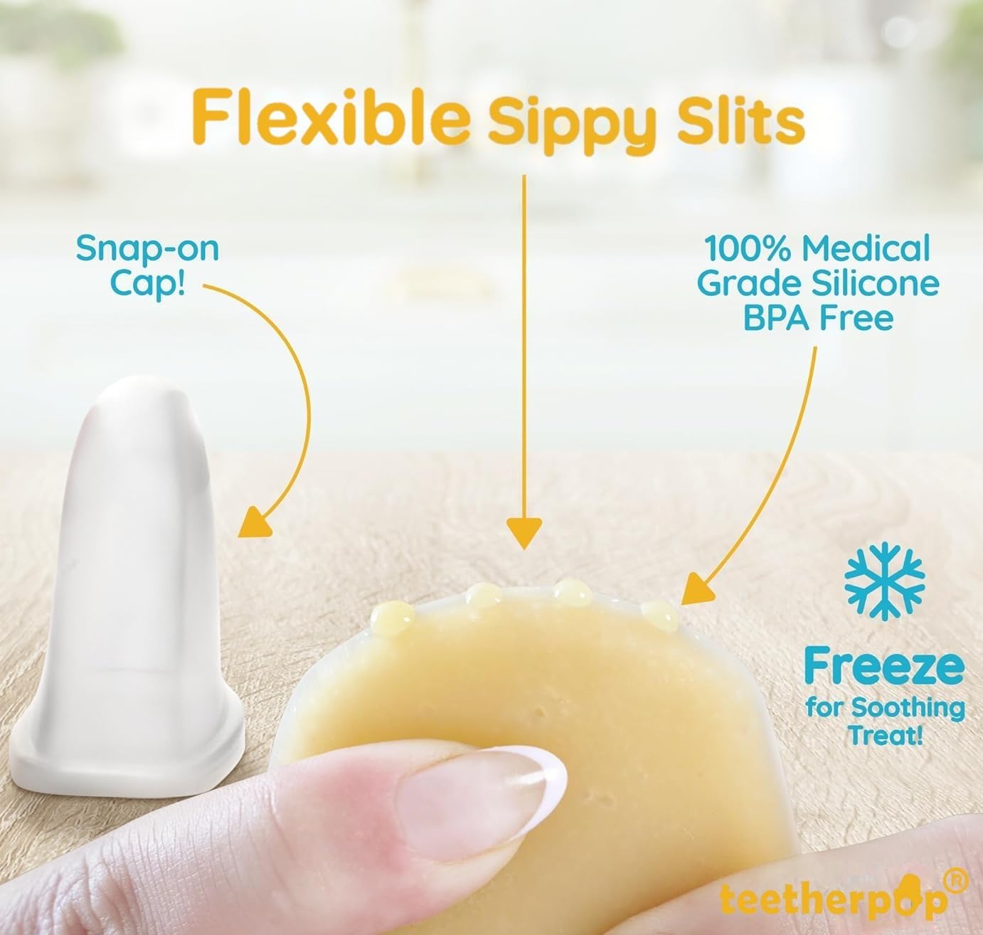 Teetherpop breastmilk storage option can be frozen for a cool treat during feeds.