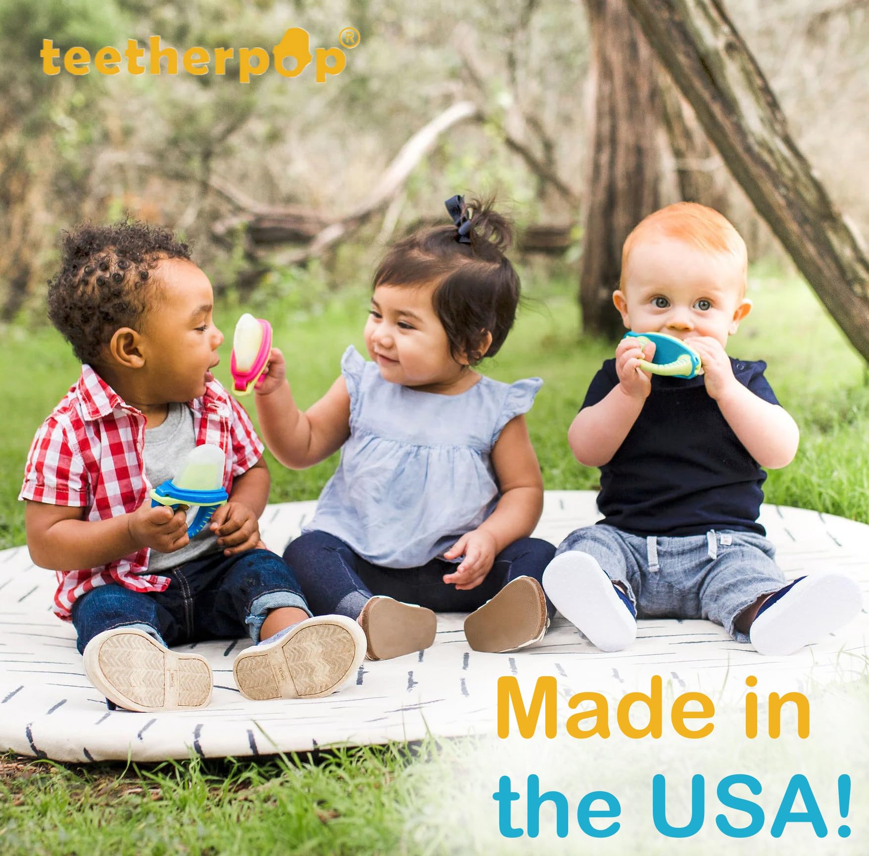 Teetherpop on-the-go design fits in diaper bags for quick relief.