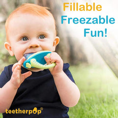Teetherpop with sippy-slits demonstrates mess-free teething sessions.