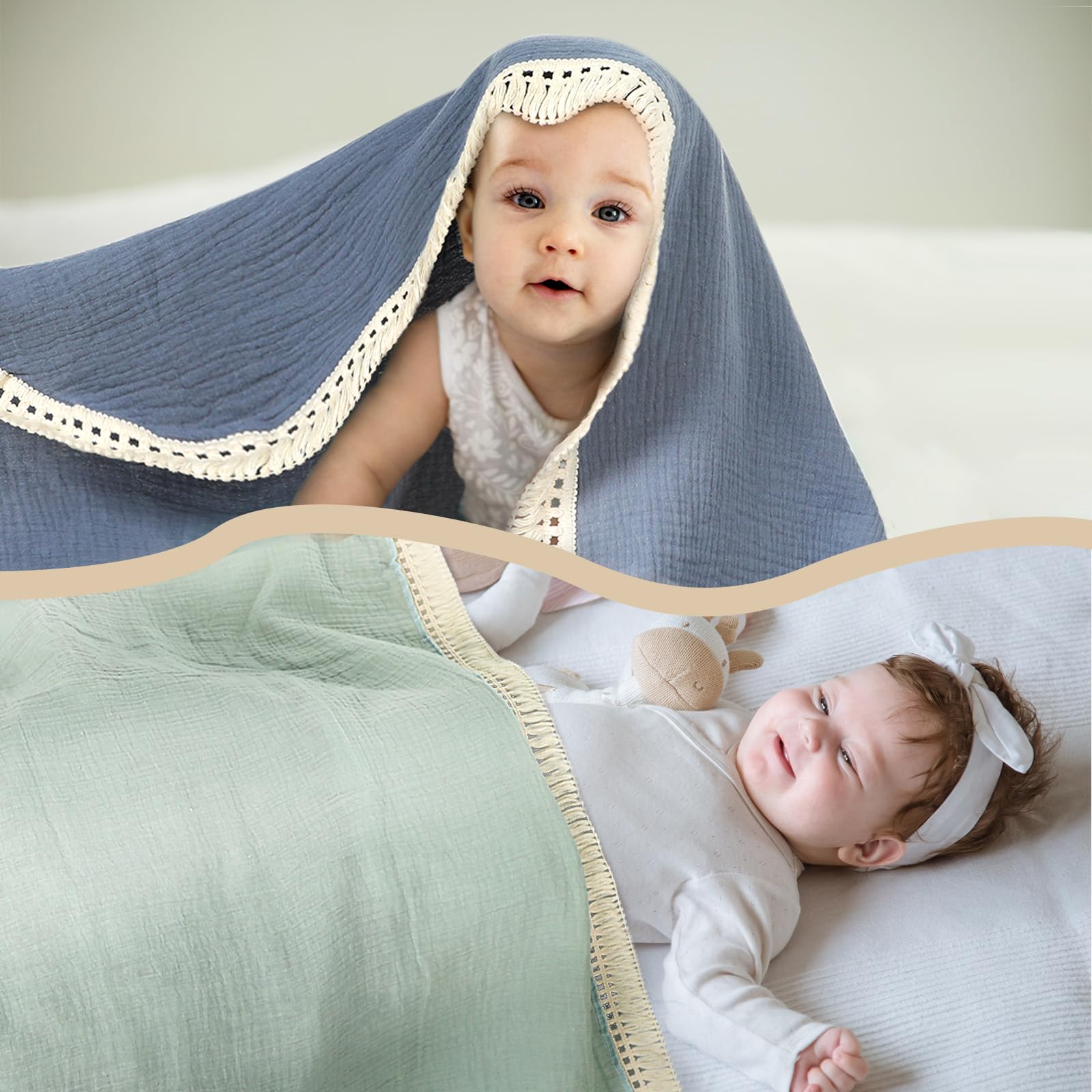 Tegeme versatile muslin blanket for tummy time, burp cloth, or change mat