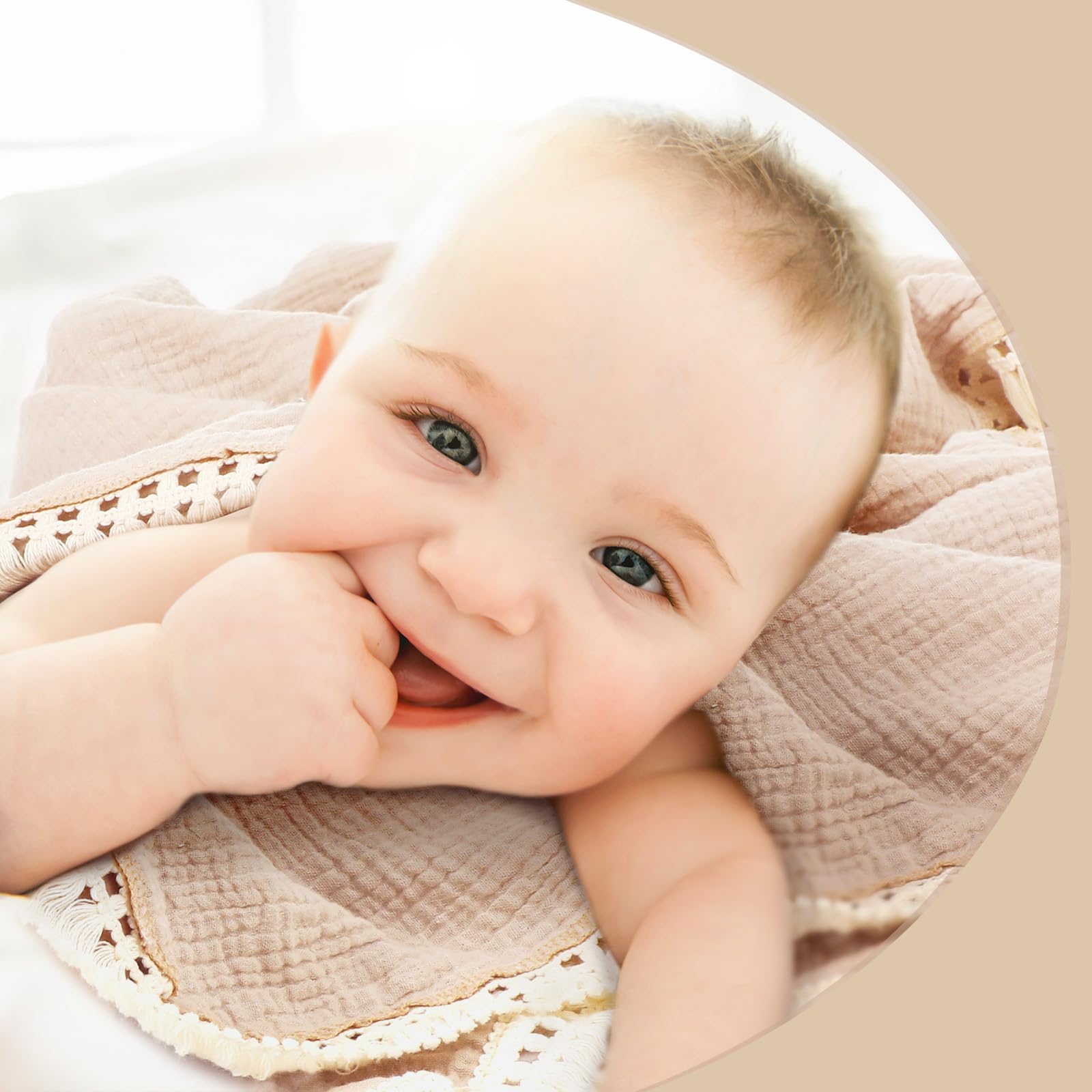 Tegeme khaki cotton blanket serves as nursing or stroller cover