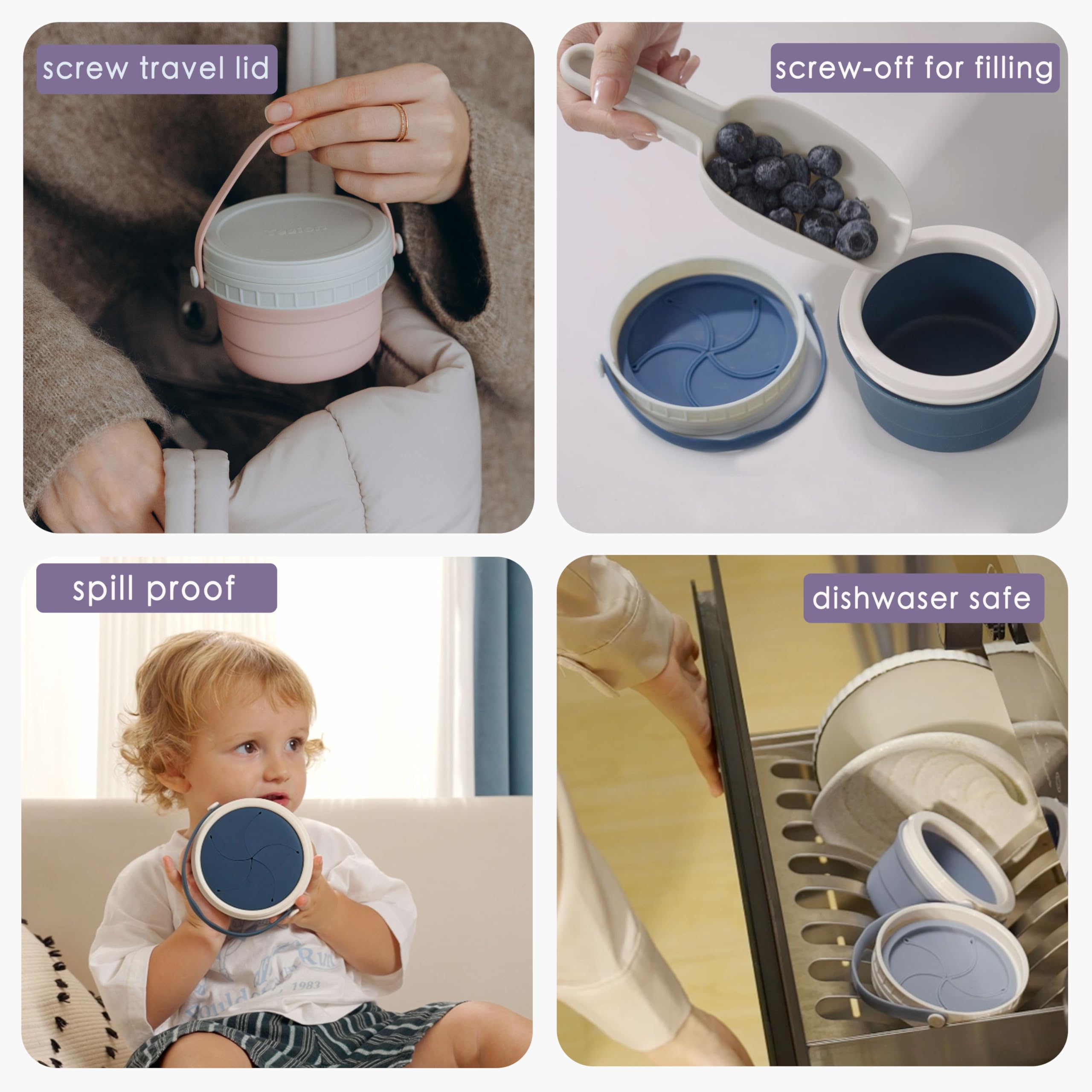 Tegion snack cup holder is dishwasher safe for quick cleanup