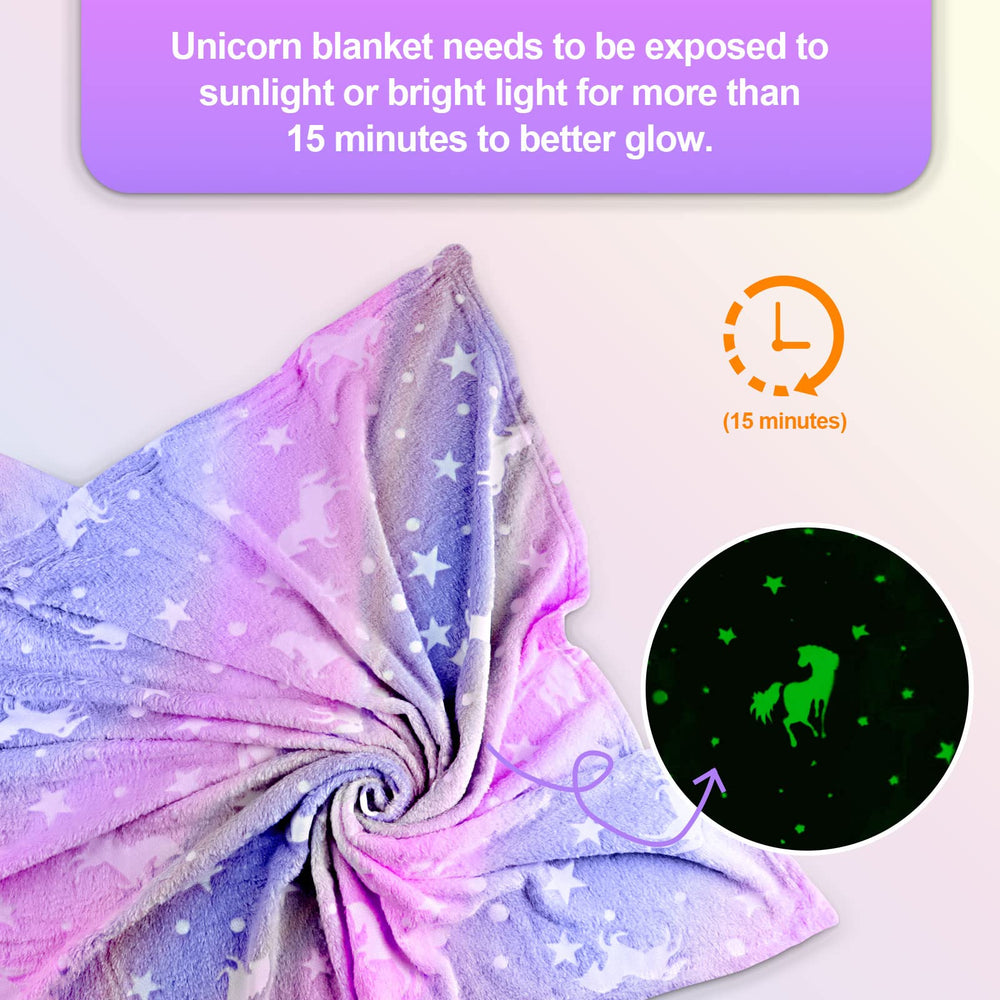 TEHALK unicorn blanket glow feature makes a delightful gift option