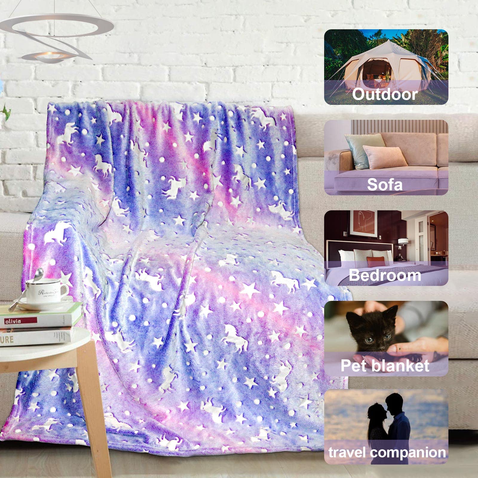 TEHALK unicorn blanket machine washable for easy care