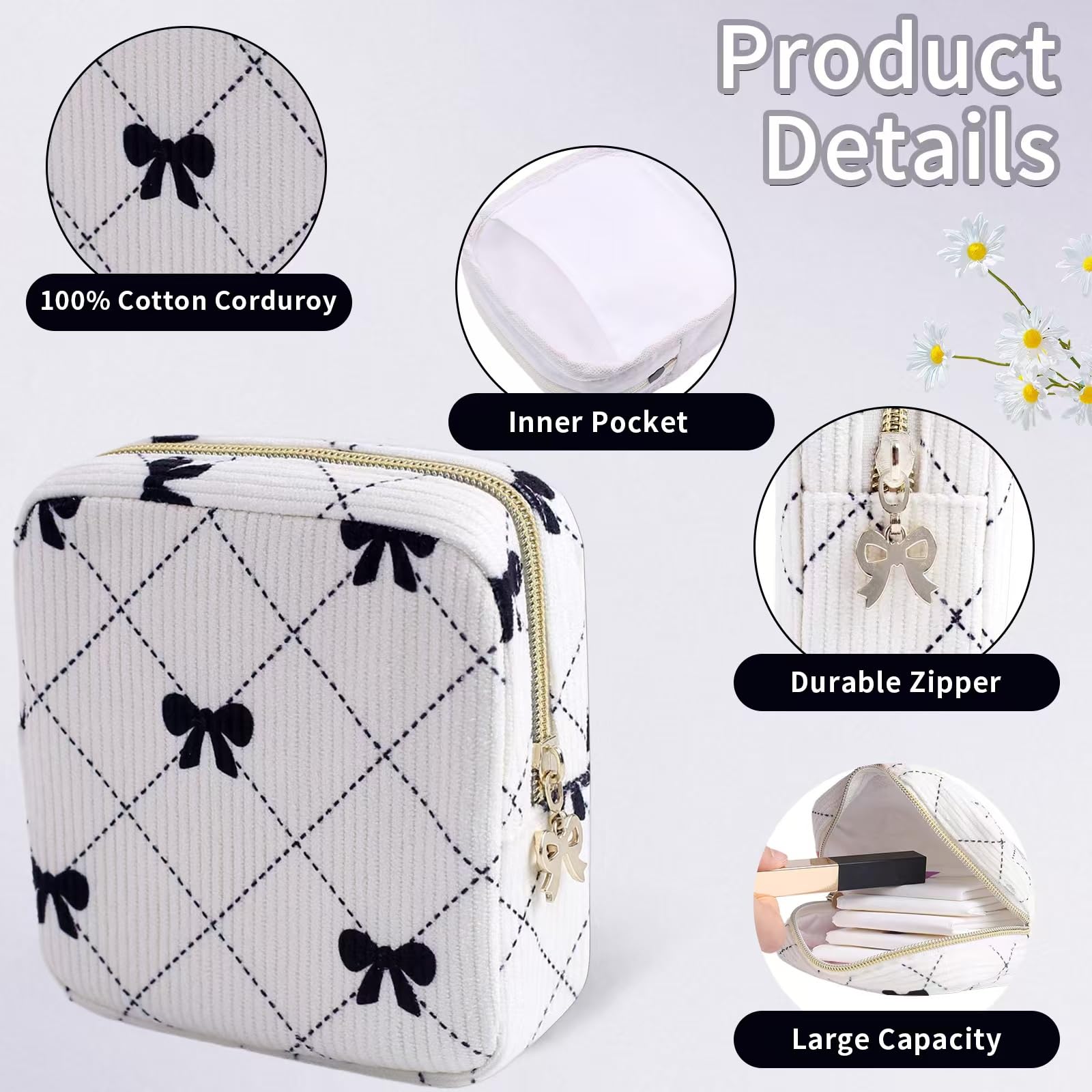 Teircno feminine pouch with inner divider keeps items organized and quiet.