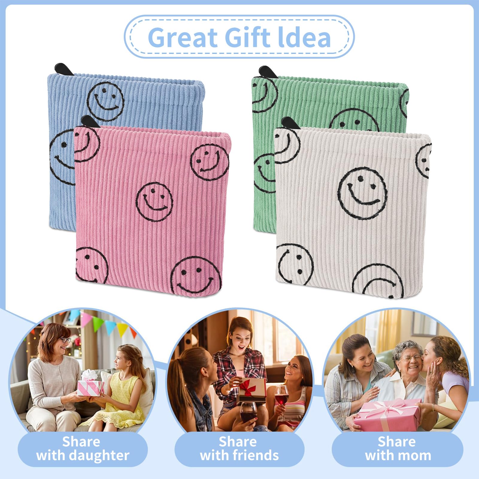 Teircno multi-use bag holds pads, tampons, cosmetics, and travel essentials.