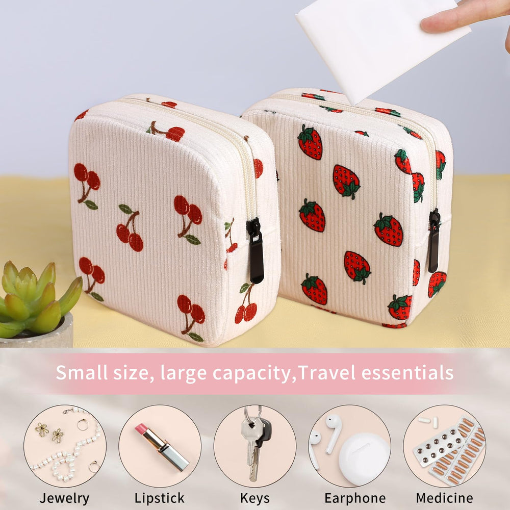 Teircno pad bag holds 8-12 pads and 4 tampons for on-the-go needs.