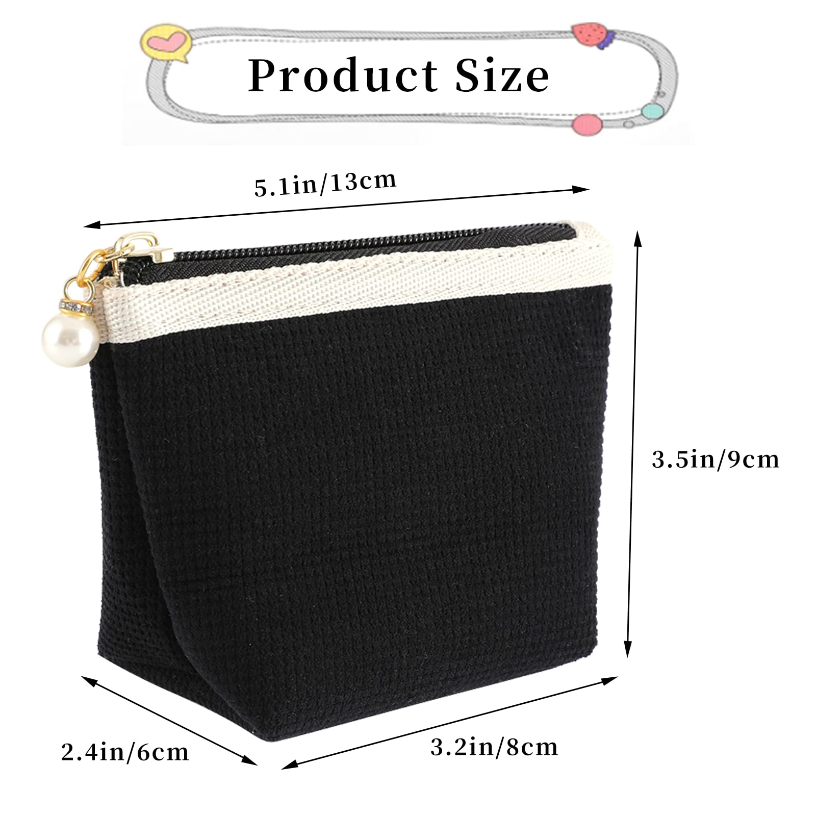 Teircno Preppy Corduroy Period Bag pearl zipper detail for secure closure