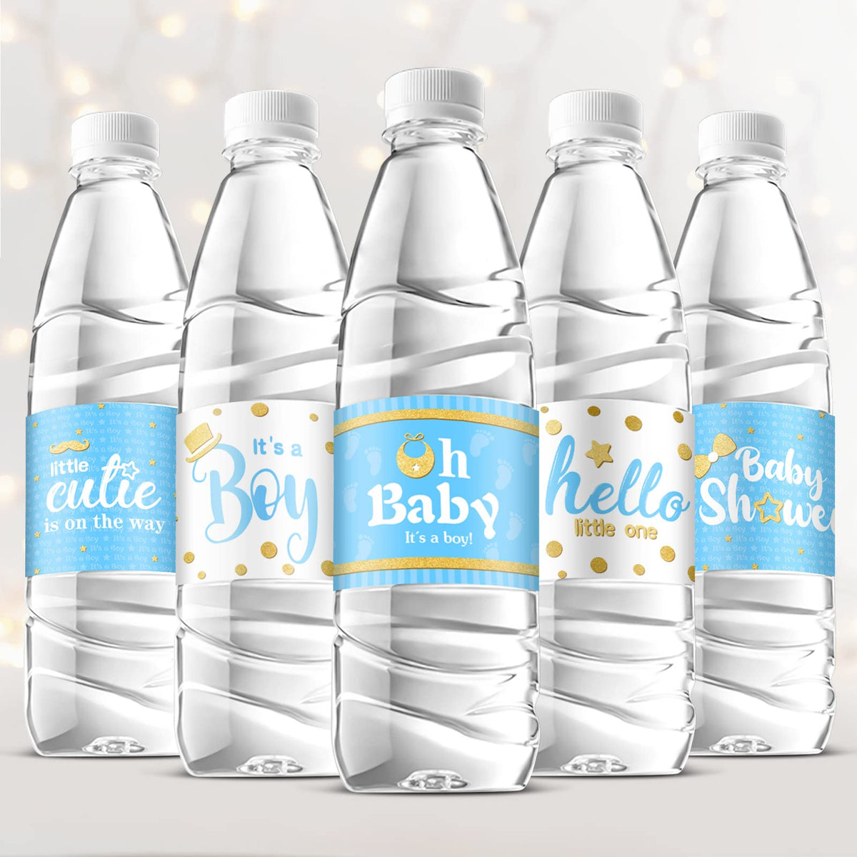Teling blue boy foil bottle label for elegant baby shower decoration and durable wear
