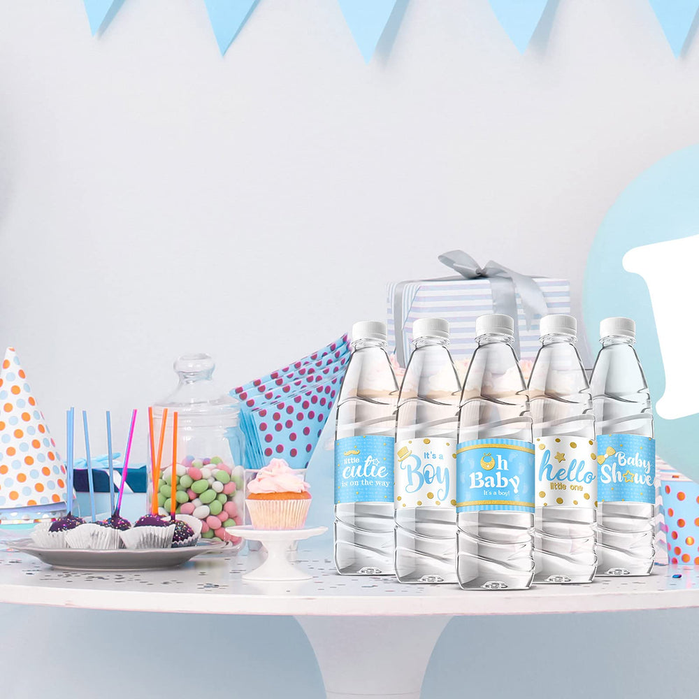 Teling baby shower label set is waterproof, ideal for chilled beverages and outdoor events