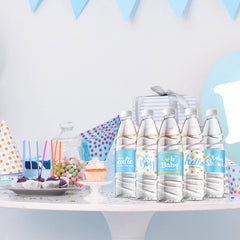 Teling baby shower label set is waterproof, ideal for chilled beverages and outdoor events