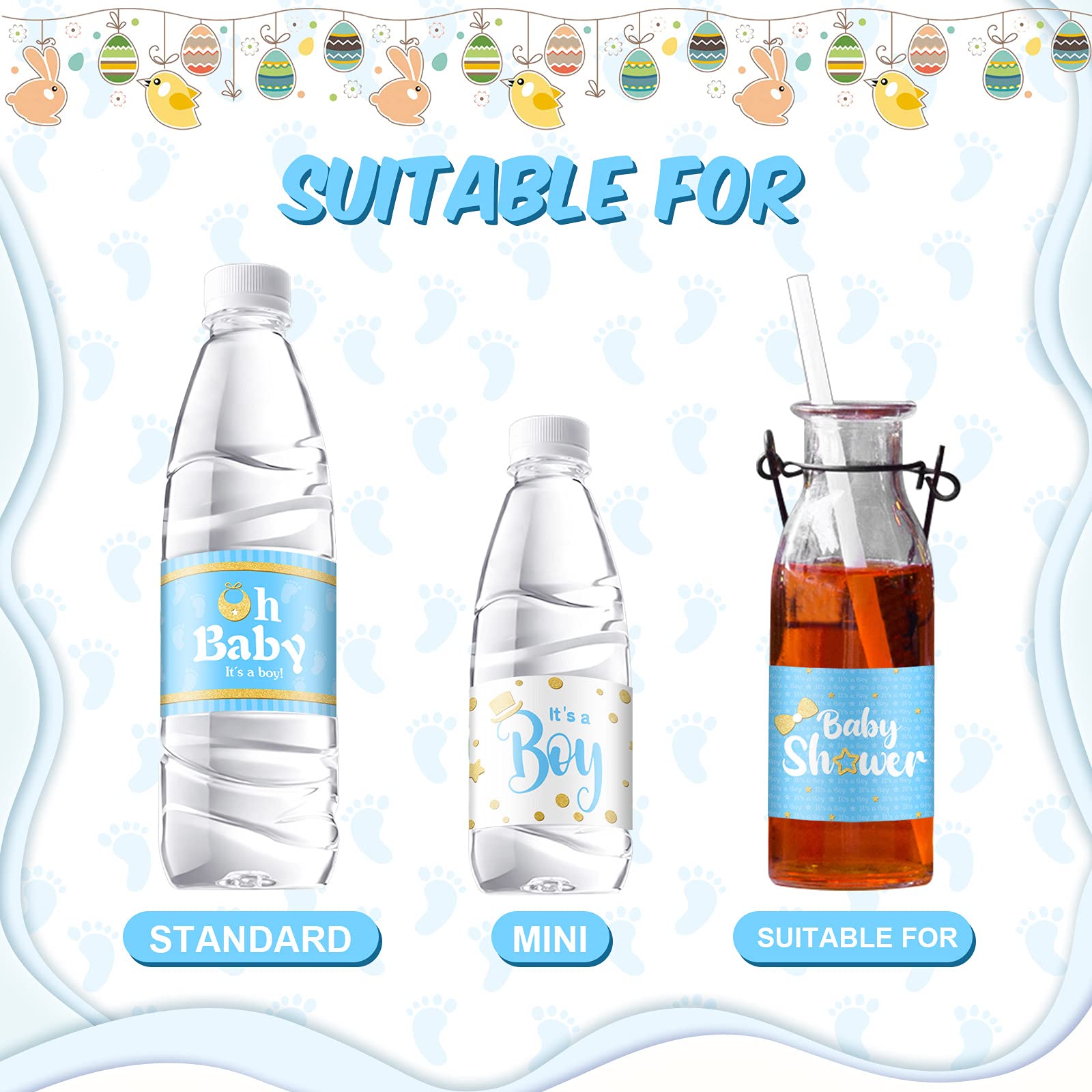 Teling labels fit on most standard bottles for reliable baby shower styling