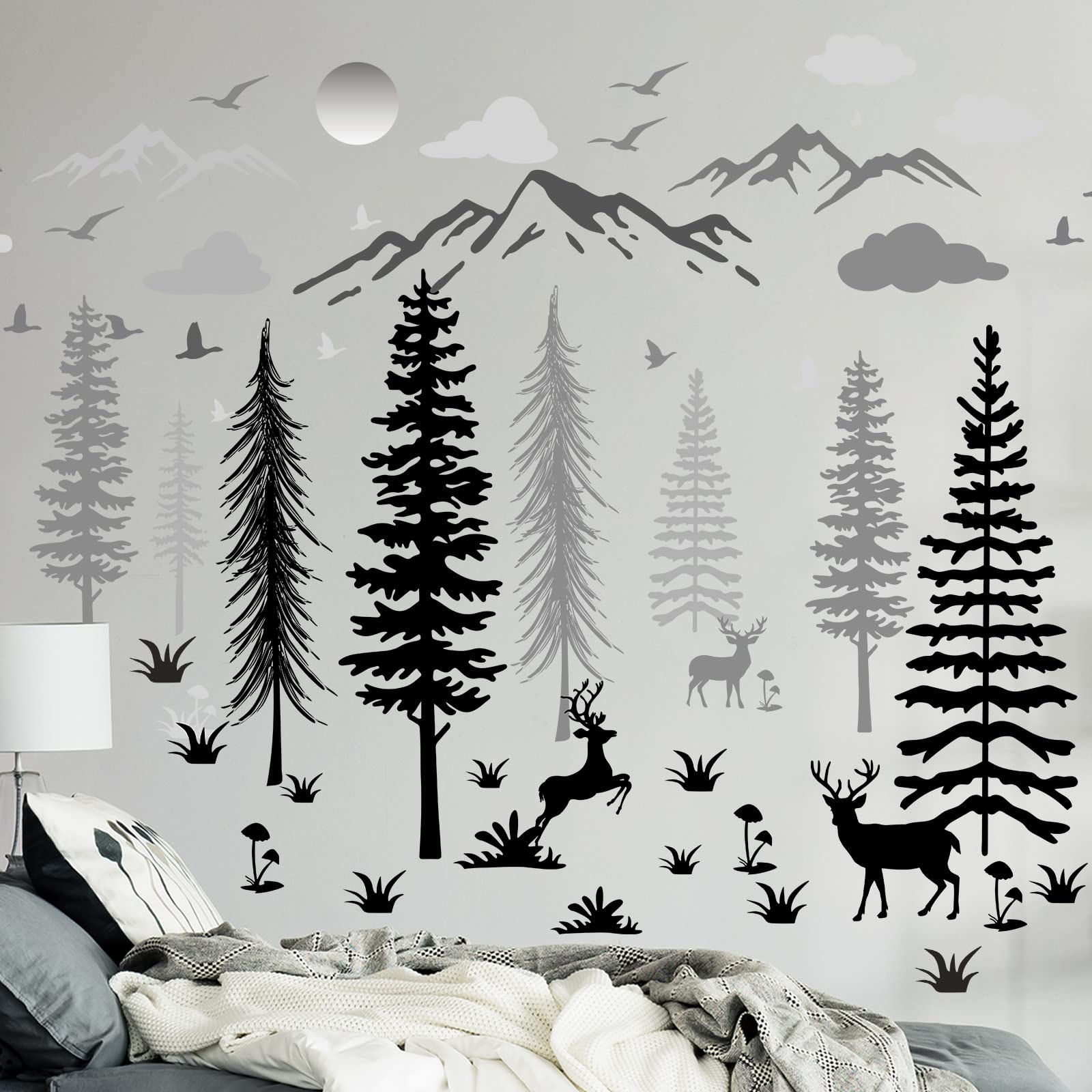 Teling forest deer wall sticker brings woodland charm to kids room