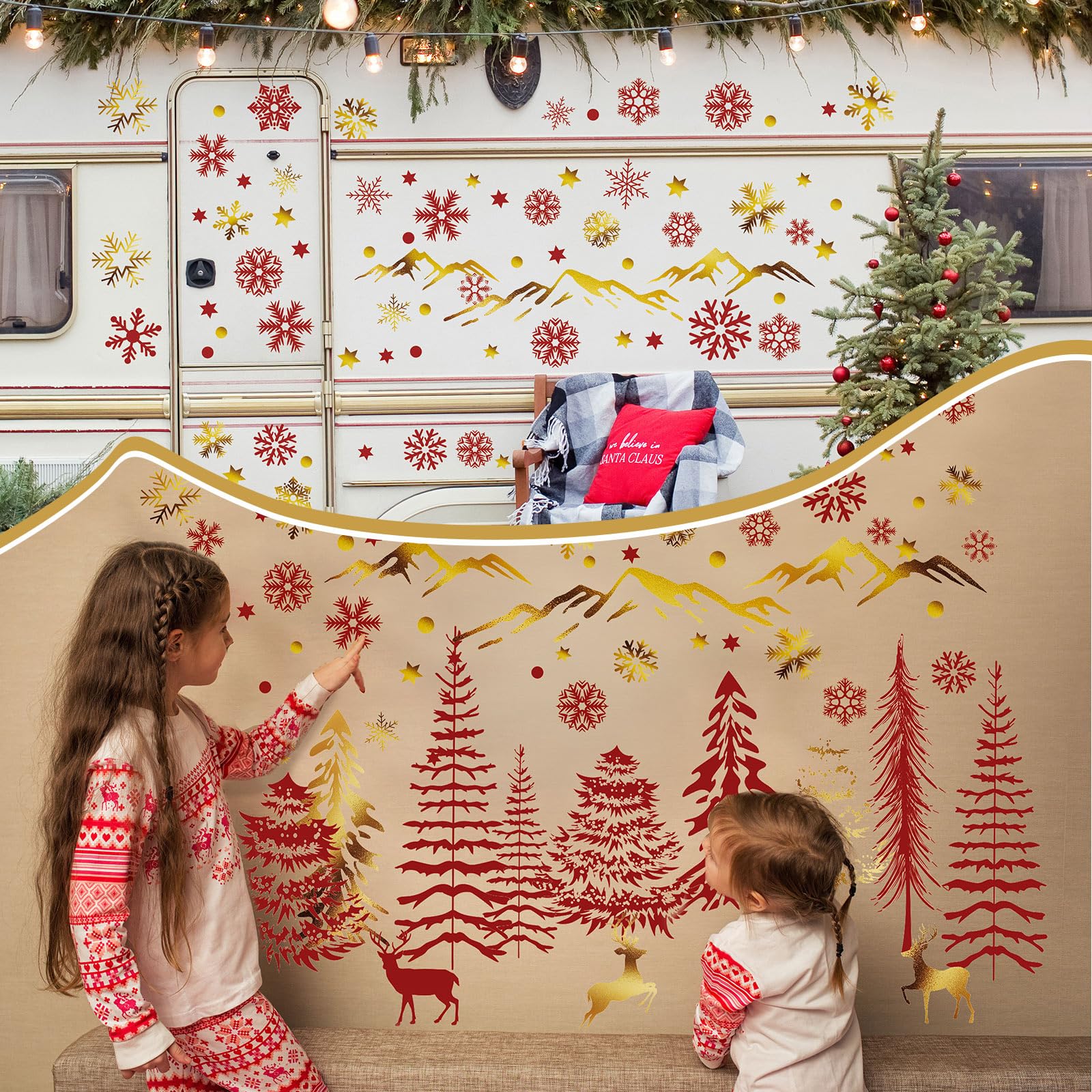 Teling Christmas forest wall decals offer versatile winter-themed wall art.