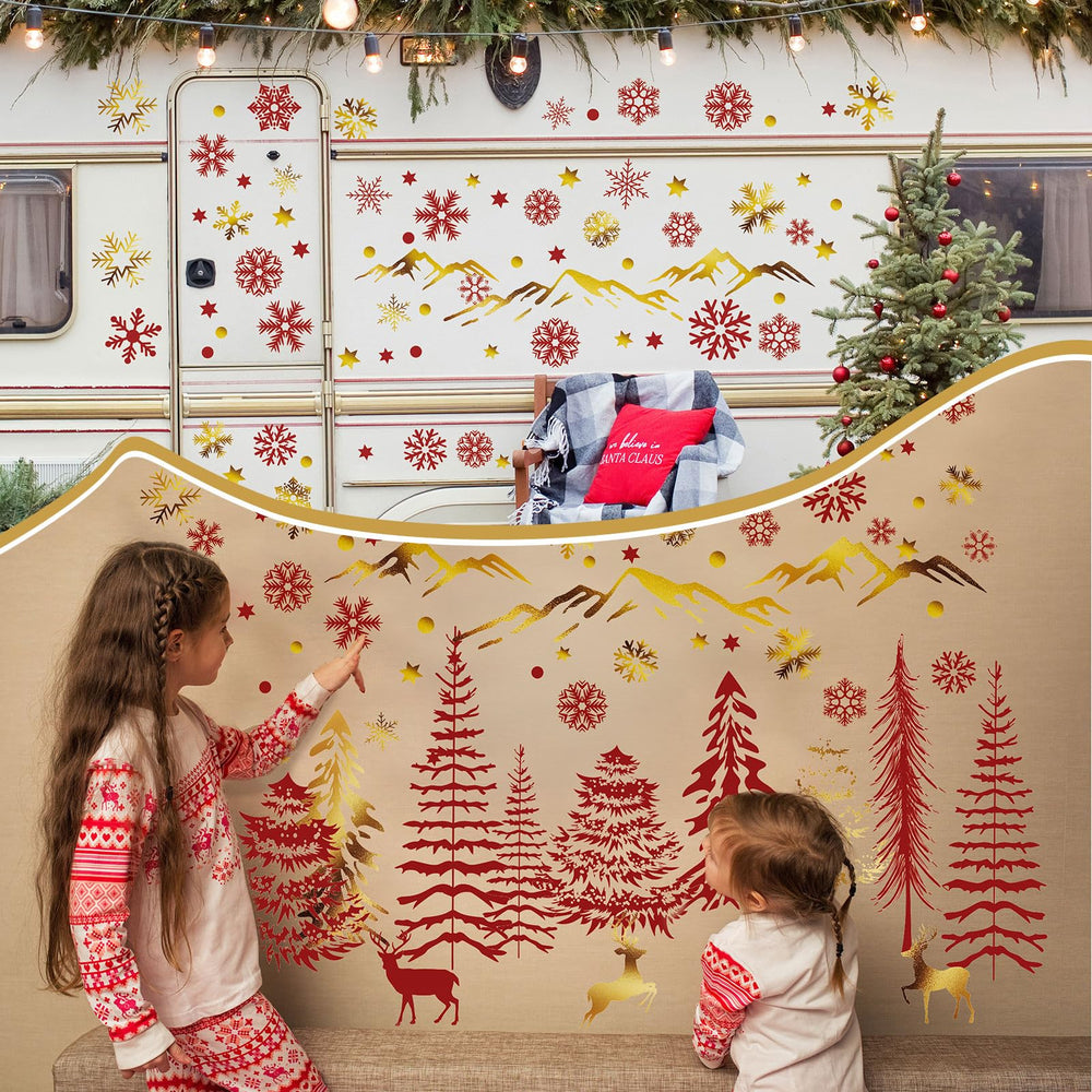 Teling Christmas forest wall decals offer versatile winter-themed wall art.