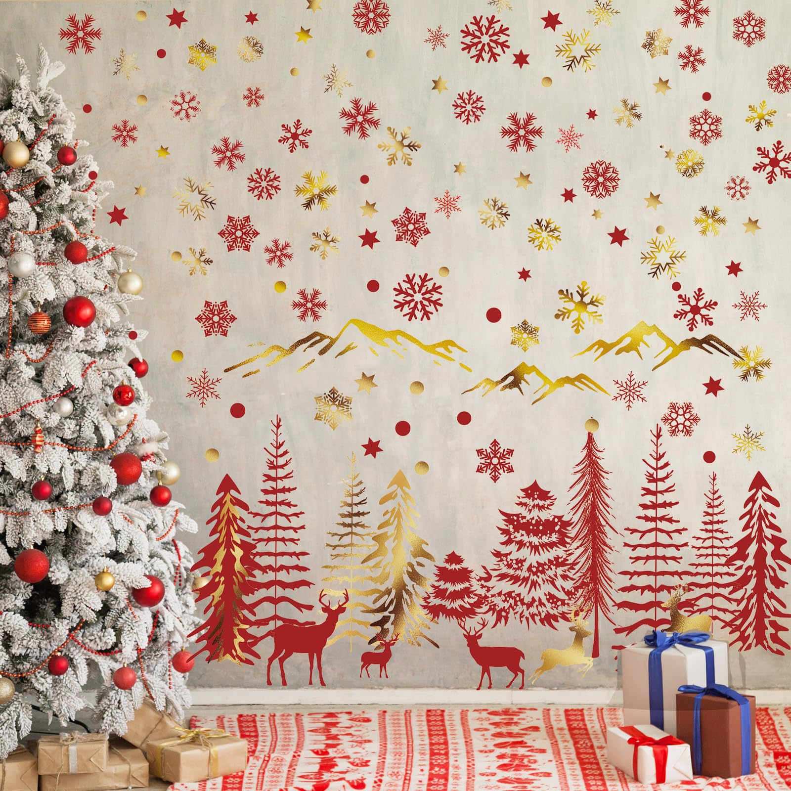 Teling elk snowflake wall sticker highlights wildlife motifs in children's spaces.