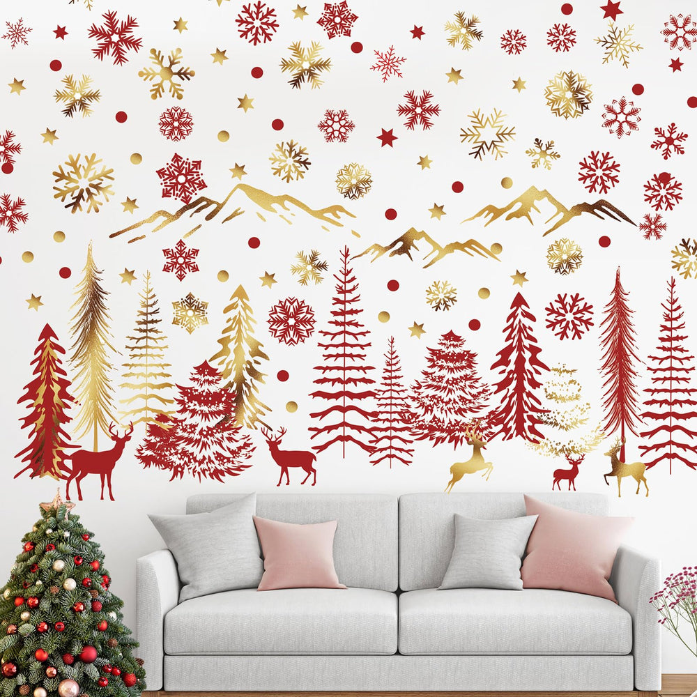 Teling winter snowflake forest wall decal adds cozy woodland charm to a kids' room.