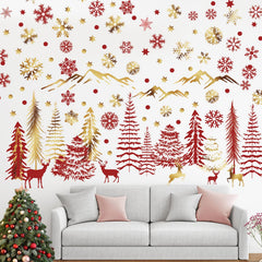 Teling winter snowflake forest wall decal adds cozy woodland charm to a kids' room.