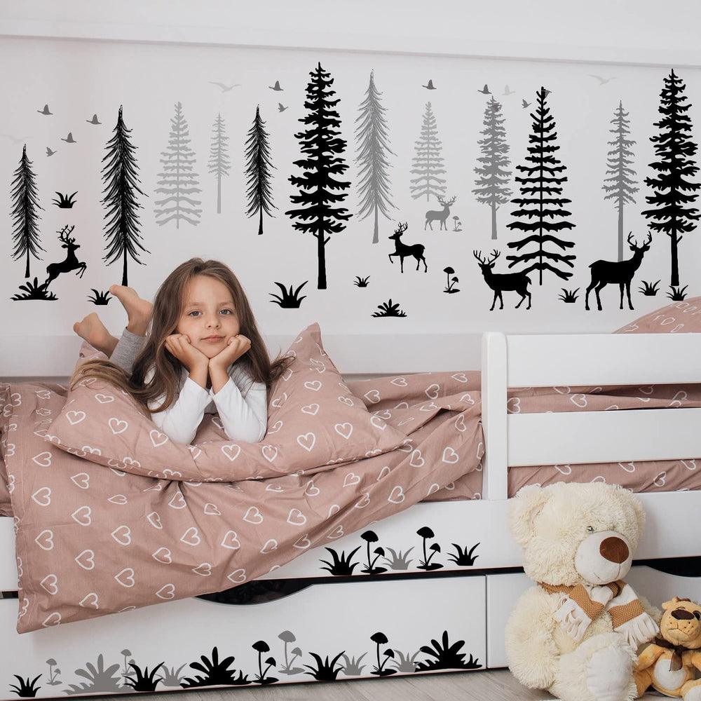 Teling woodland decals set for easy DIY bedroom decoration