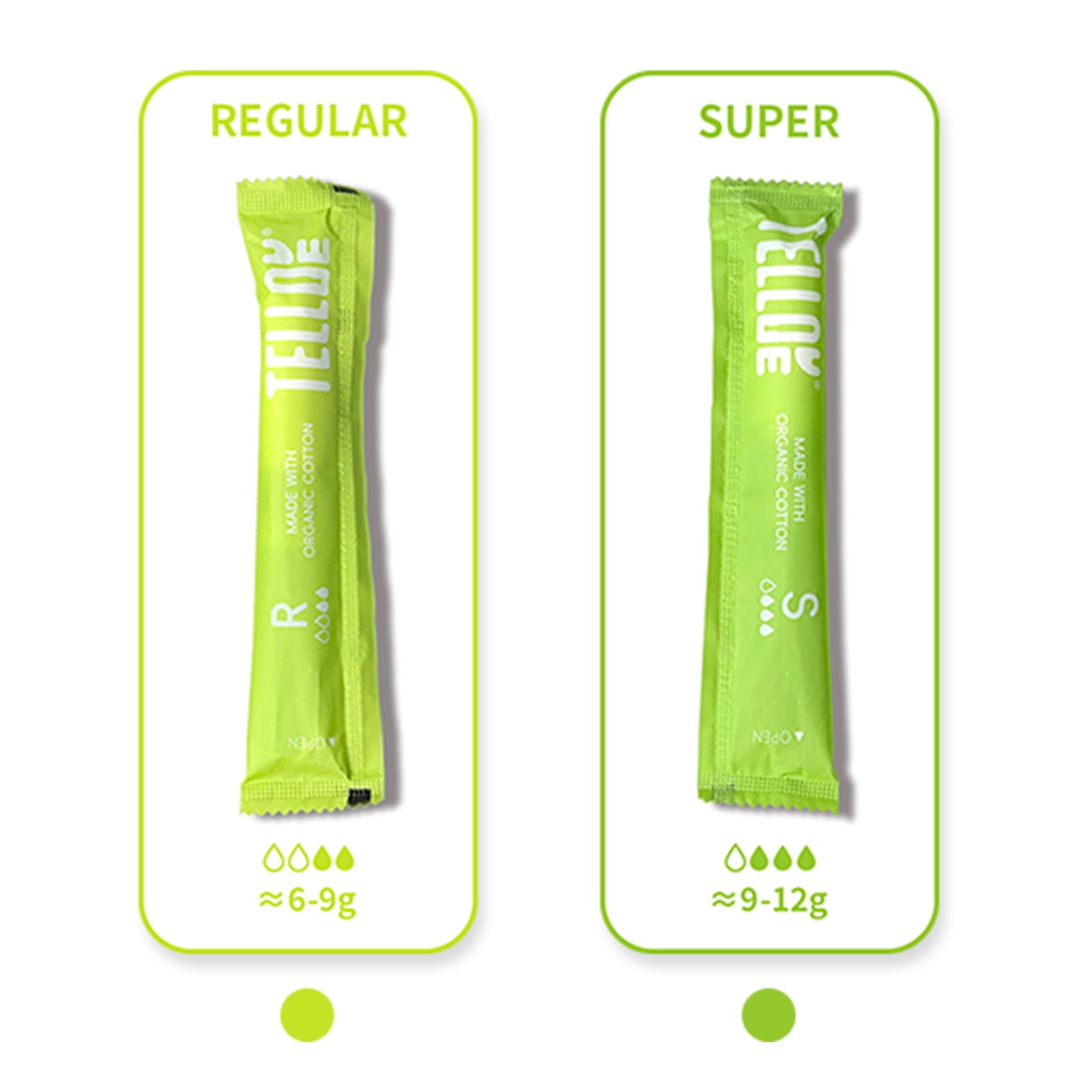 Tellove tampons are barely felt after insertion thanks to a soft outer film.