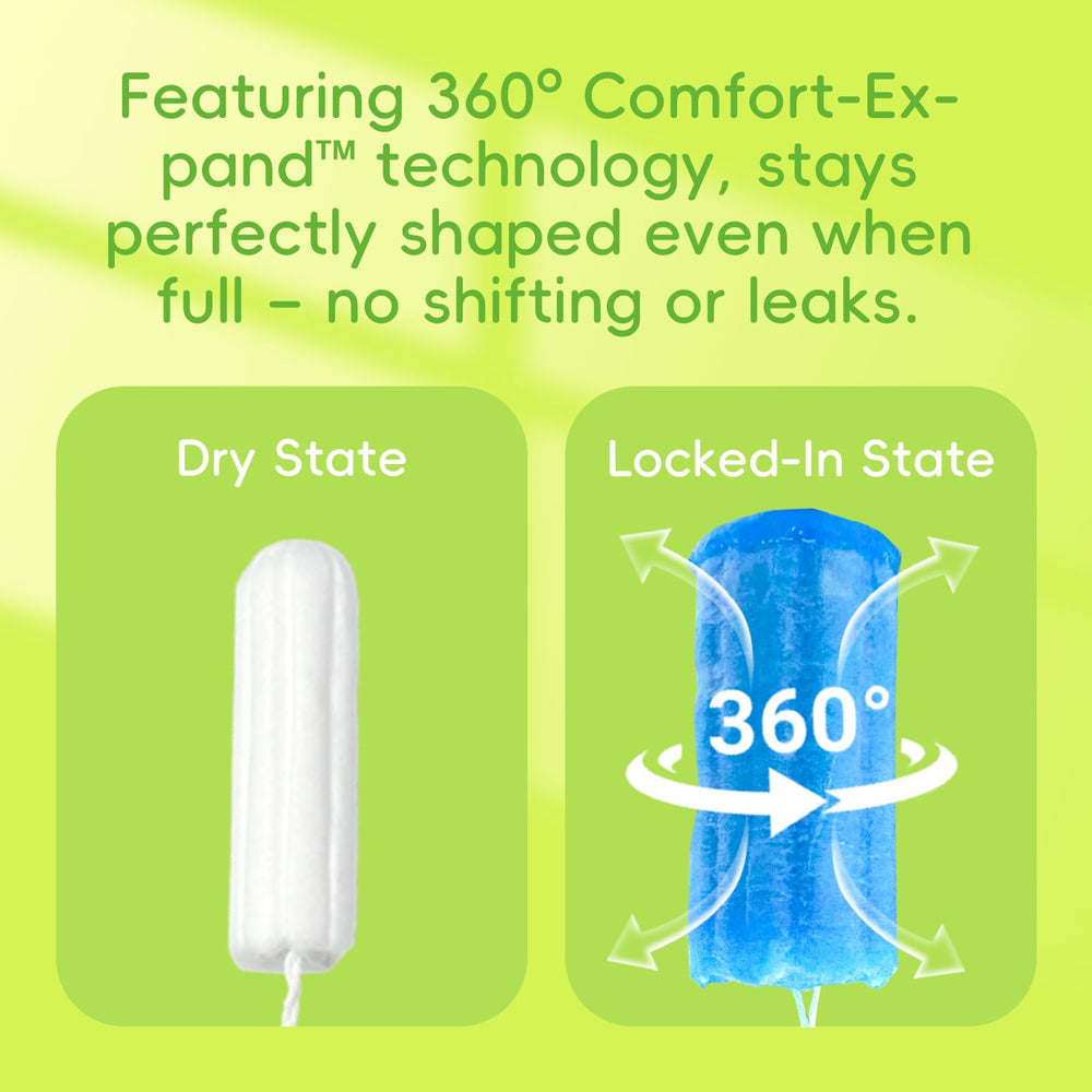 Tellove regular tampons application with teardrop port for easy insertion and security.