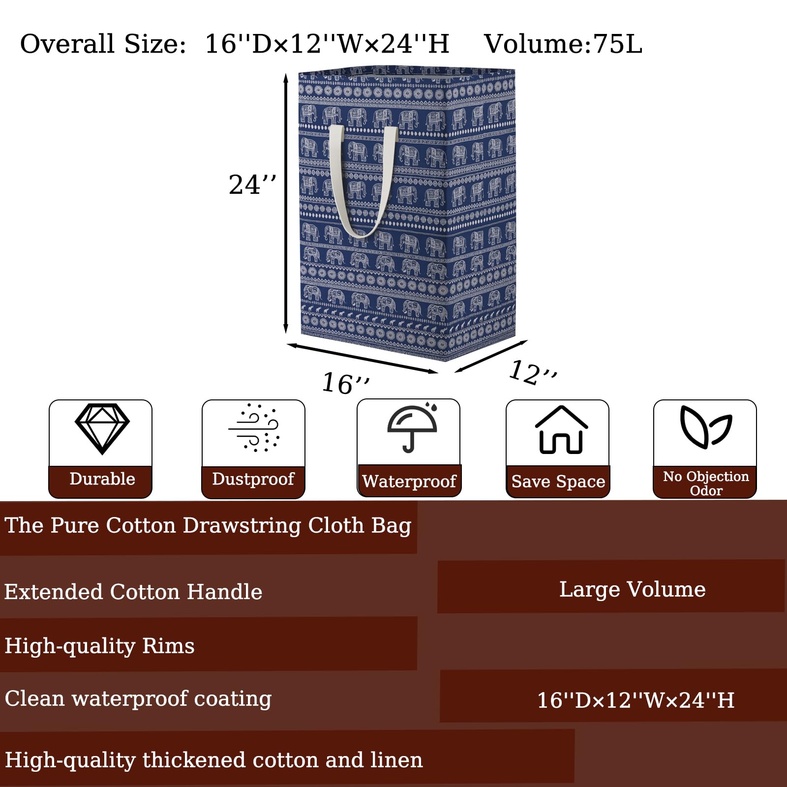 TeLUVHome pure cotton clothes bag inside the hamper ensures privacy and organization.