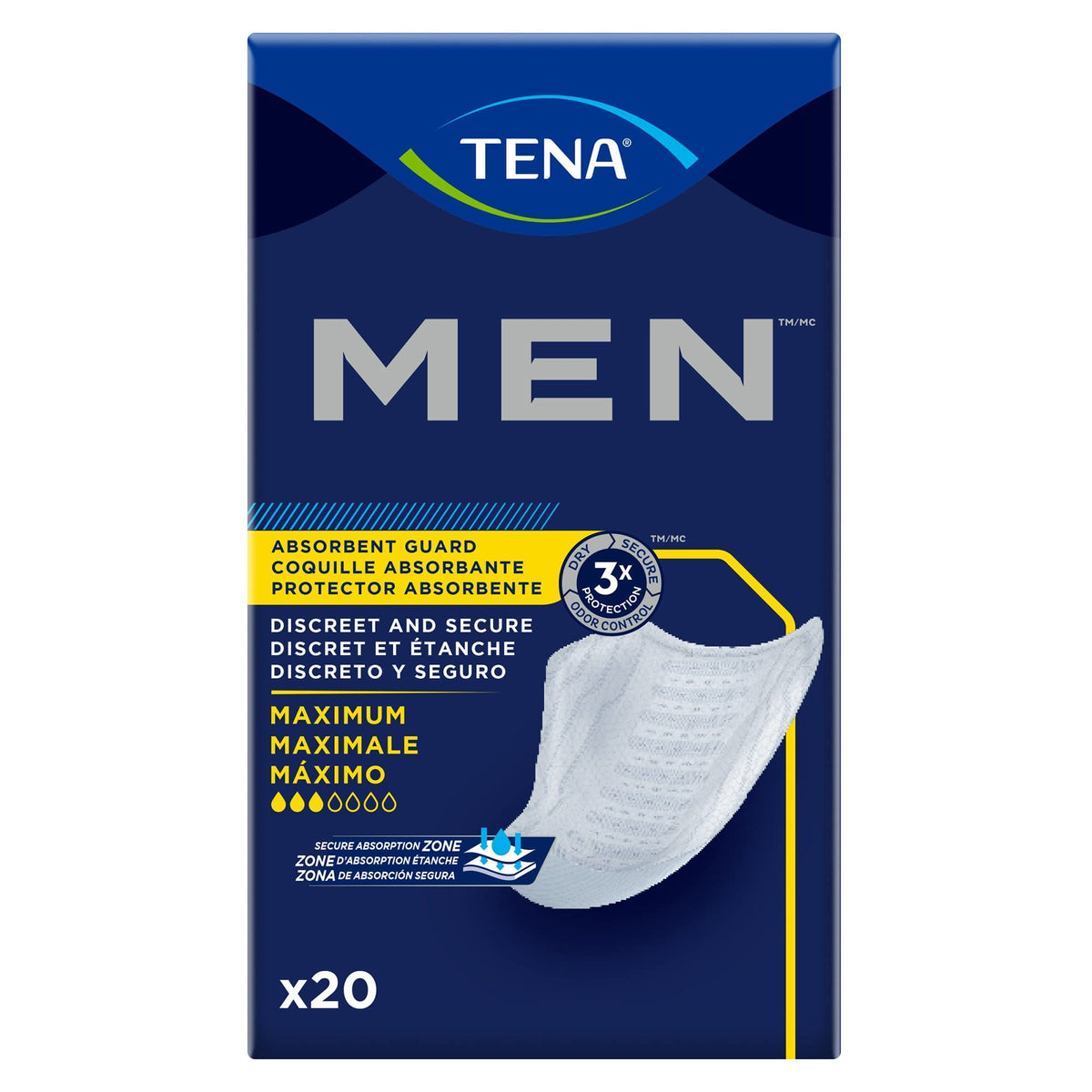 TENA 50600 packaging close-up showing discreet wrap for on-the-go use