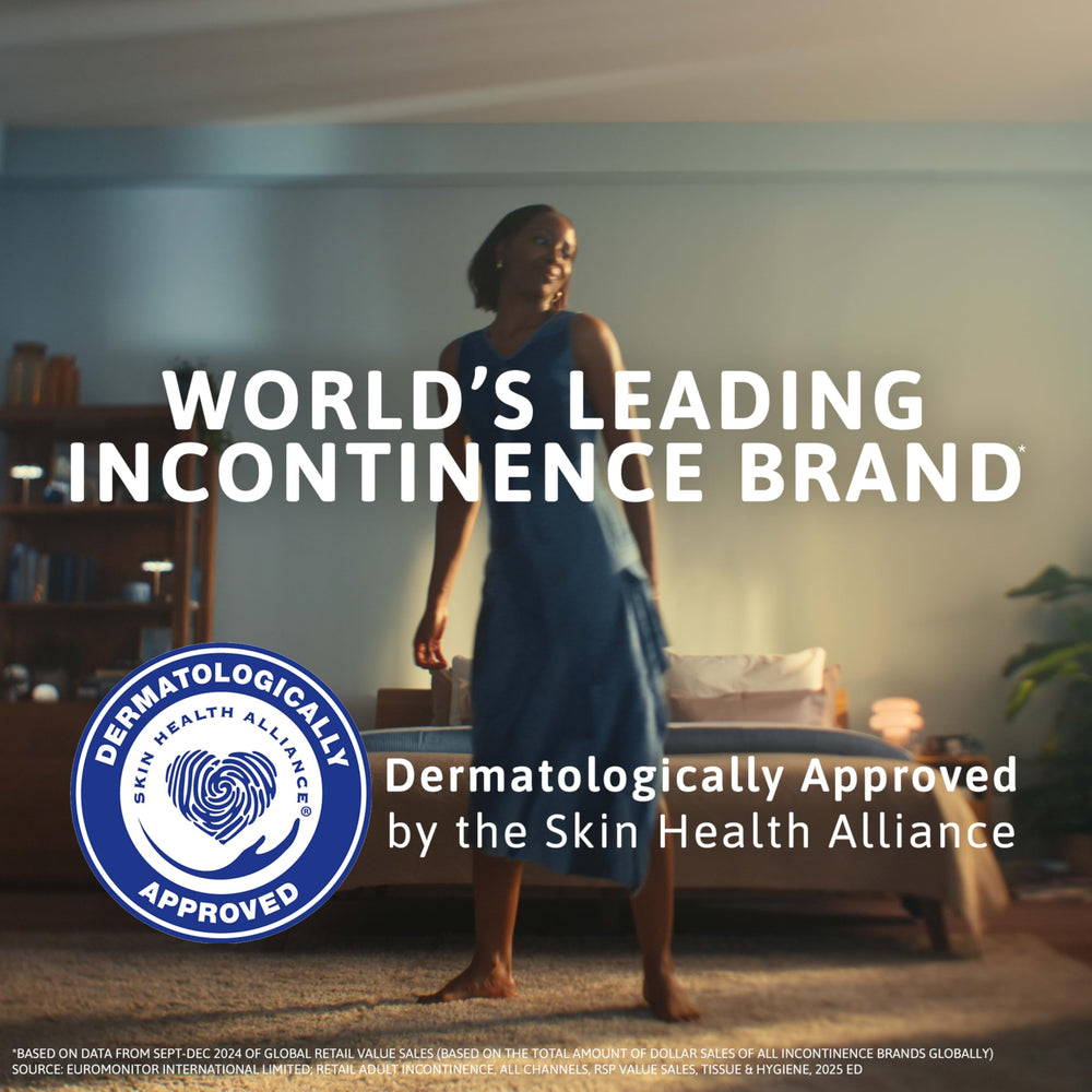 Absorbent core detail in a TENA pad for light leakage control.