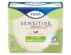 TENA Intimates Ultra Thin Long Pad packaging shows breathability and light protection