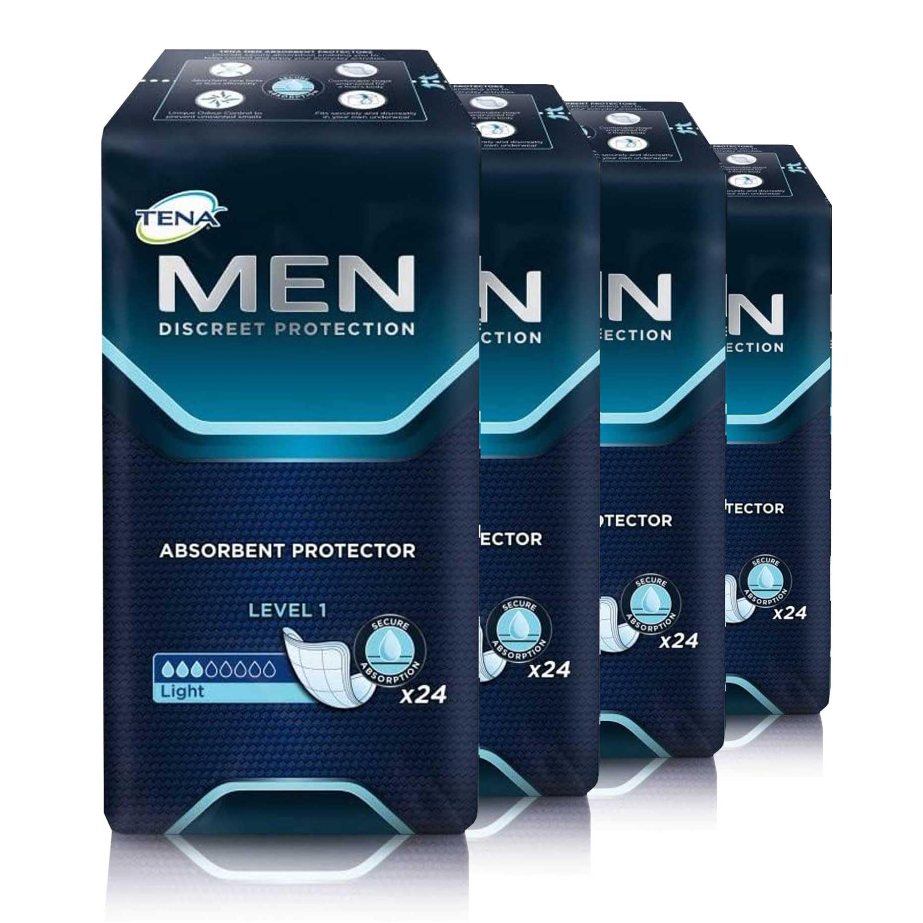 TENA for Men Level 1 pack front view for discreet protection.