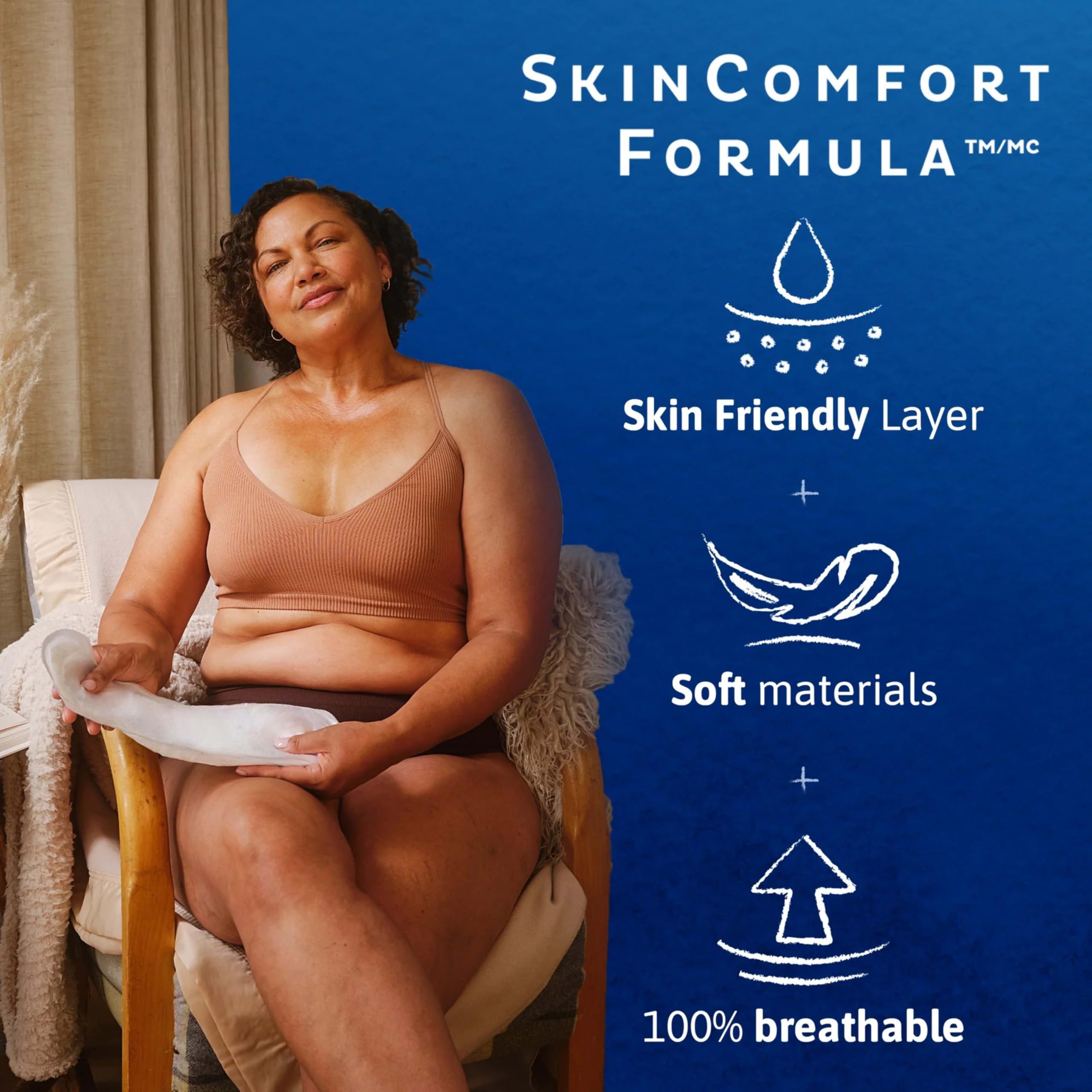 TENA Sensitive Care Ultra Thin Long pad close-up of edges and soft material