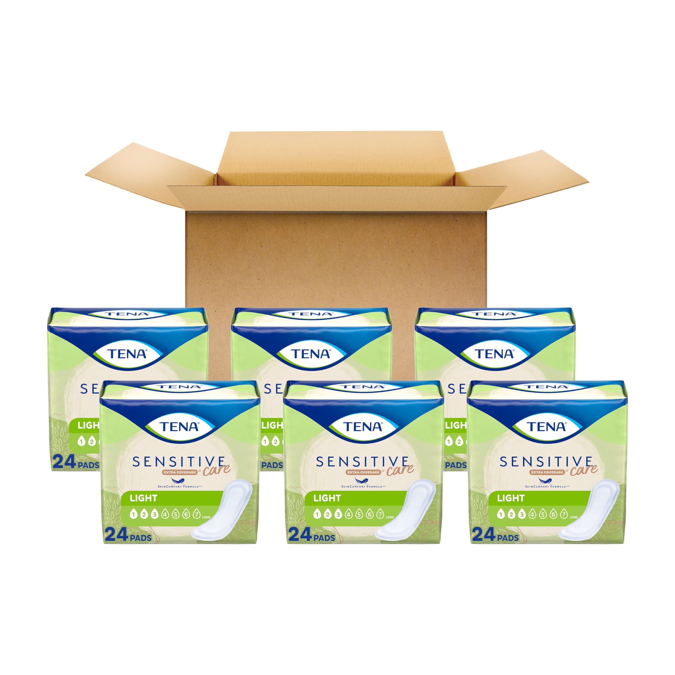 TENA Sensitive Care Ultra Thin Long pad front view showing discreet protection for light leaks