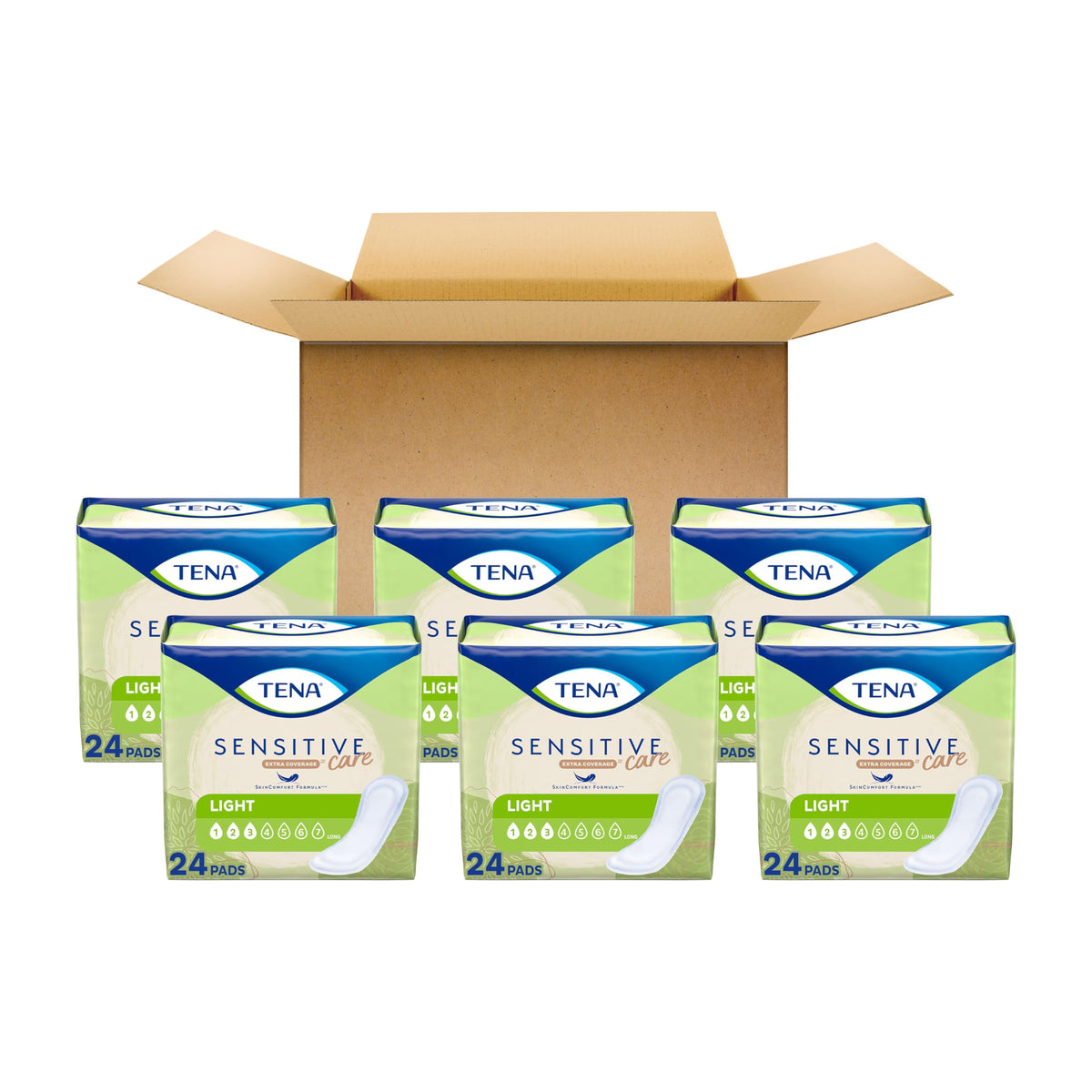 TENA Sensitive Care Ultra Thin Long pad front view showing discreet protection for light leaks